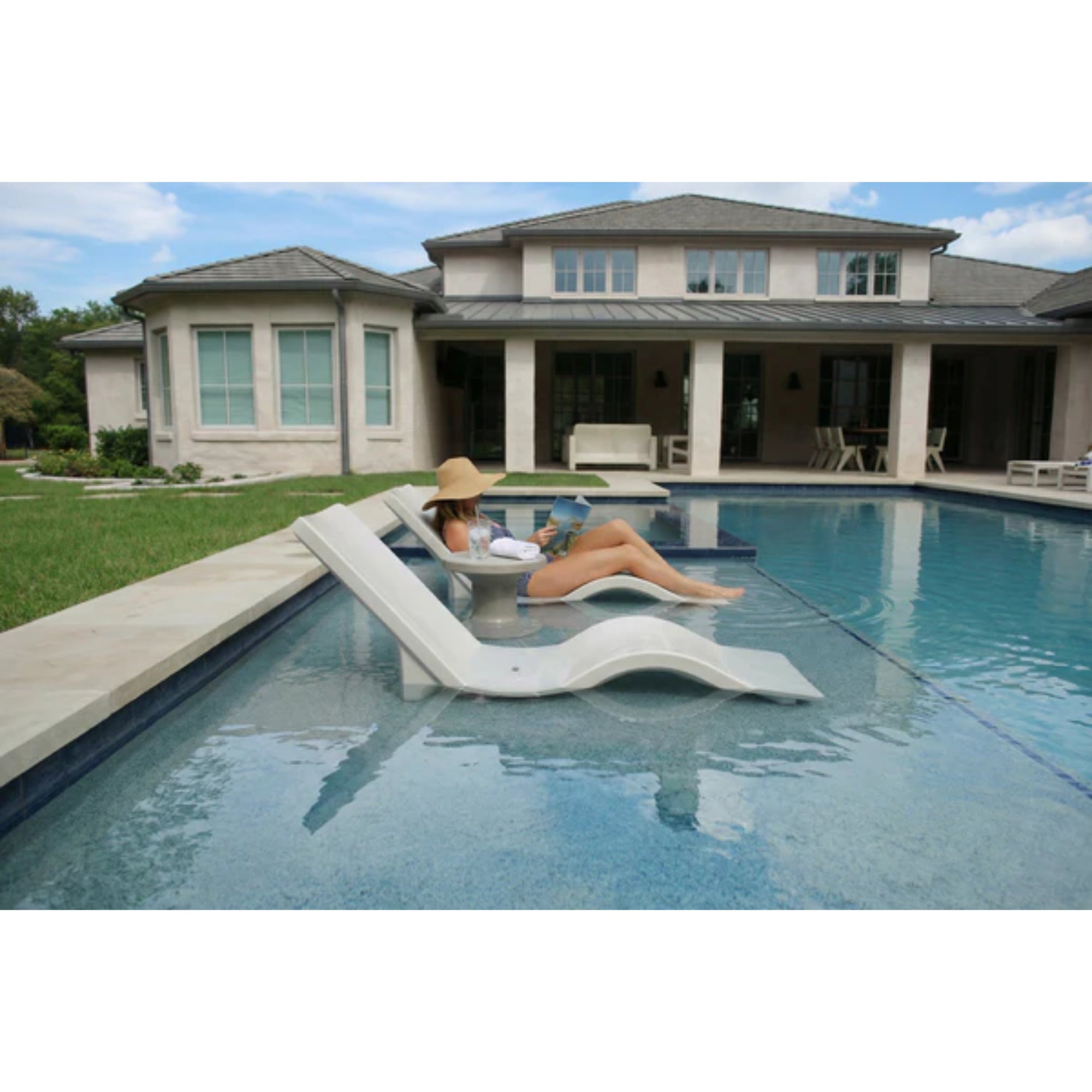 Line Chaise Lounge | Luxury In-Pool Chaise for Sun Shelves — Tupelo Goods Tupelo Goods
