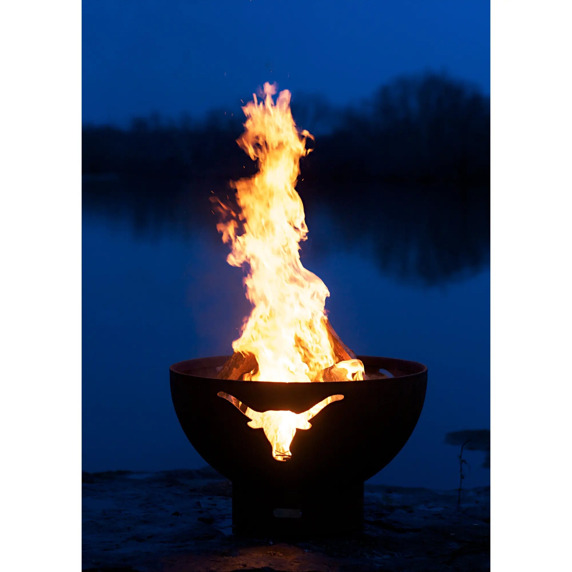 Longhorn 36″ Round Wood Burning Fire Pit – Carbon Steel by Fire Pit Art Fire Pit Art