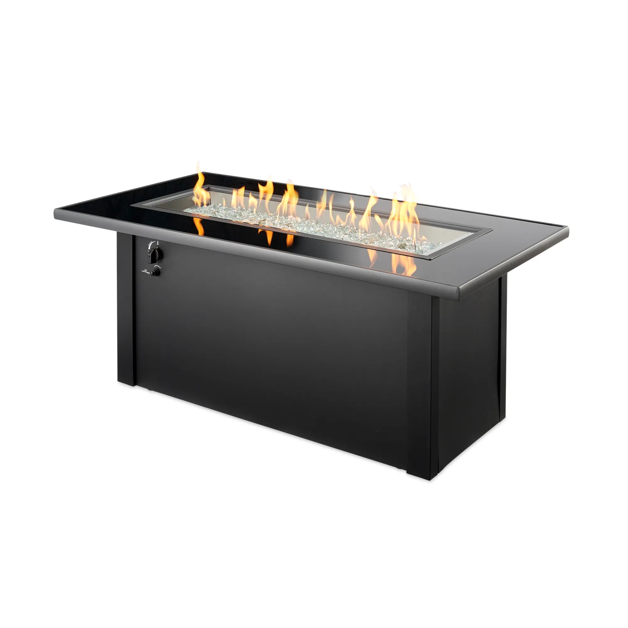 Monte Carlo 59″ Linear Gas Fire Table – Black Glass – The Outdoor GreatRoom Company