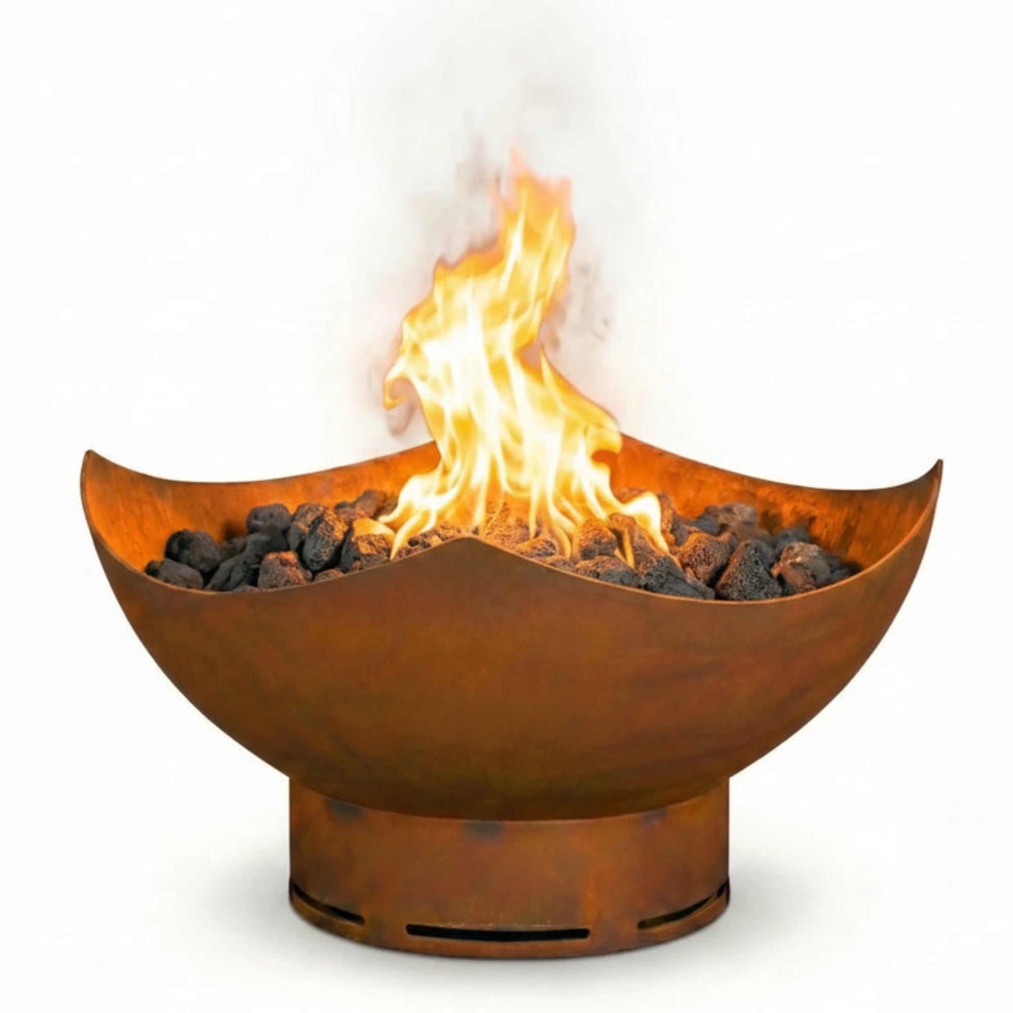 Manta Ray 36″ Round Gas Fire Pit – Carbon Steel by Fire Pit Art