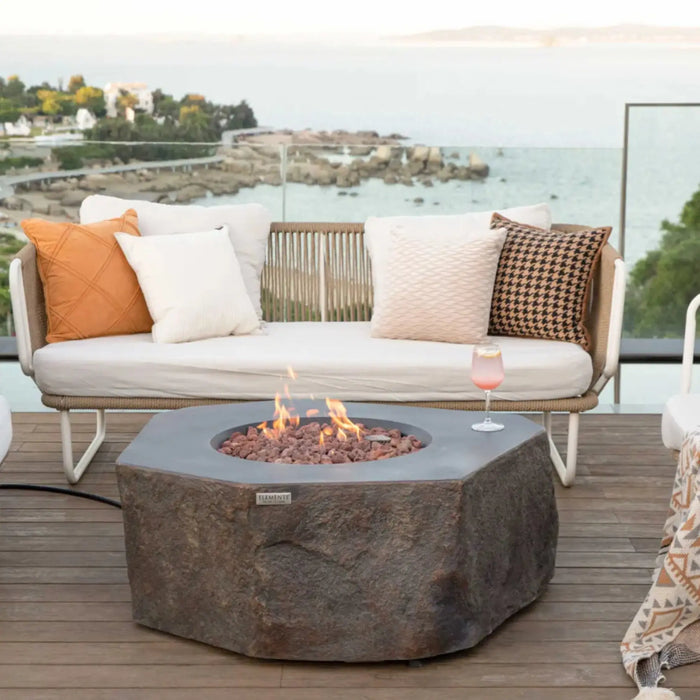 Columbia fire pit table — large rectangular fire pit table ideal for outdoor entertaining and patio gatherings