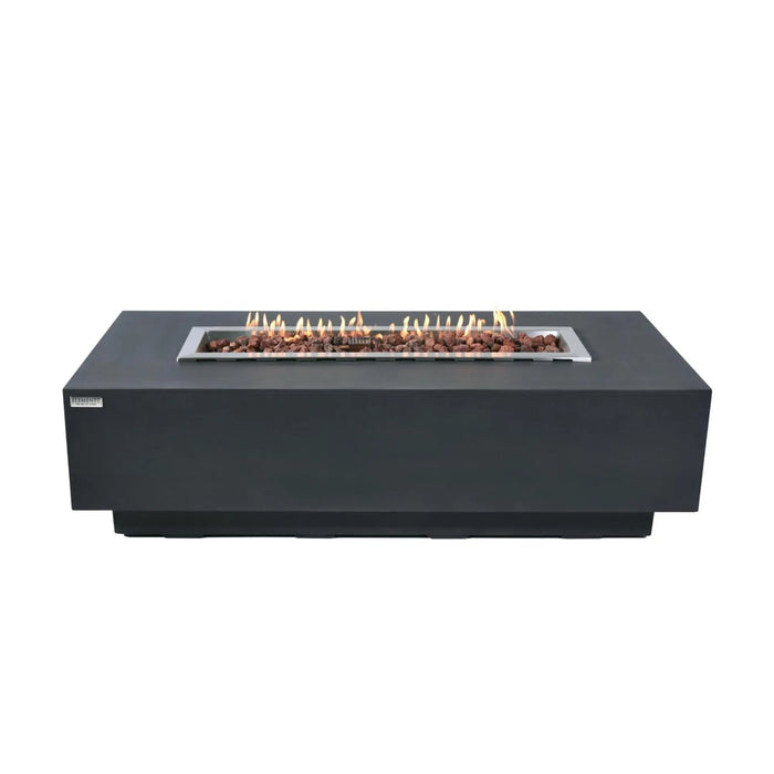 Elementi Granville Dark Gray linear fire pit table — best-selling GFRC concrete fire table for outdoor entertaining