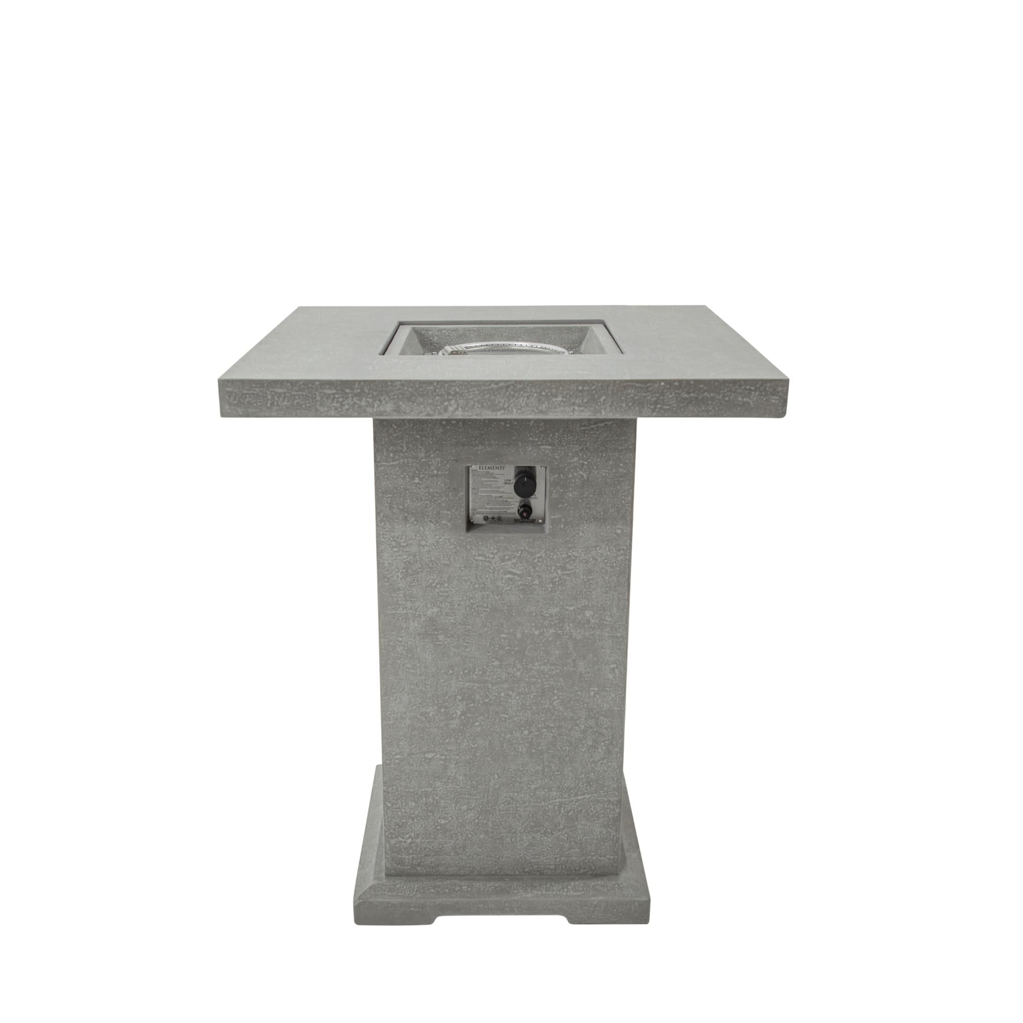 Montreal 34″ Square Bar-Height Concrete Liquid Propane Fire Table – Elementi