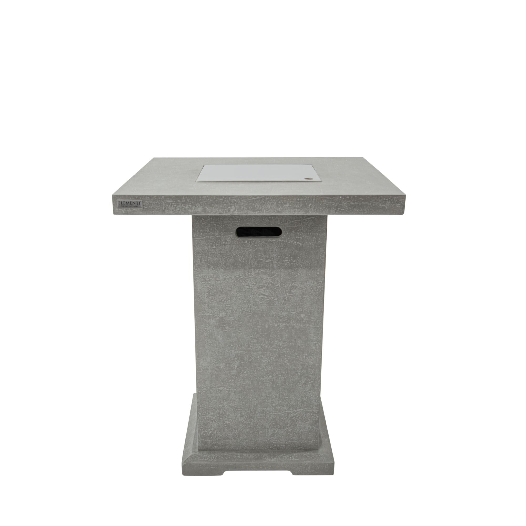 Montreal 34″ Square Bar-Height Concrete Liquid Propane Fire Table – Elementi