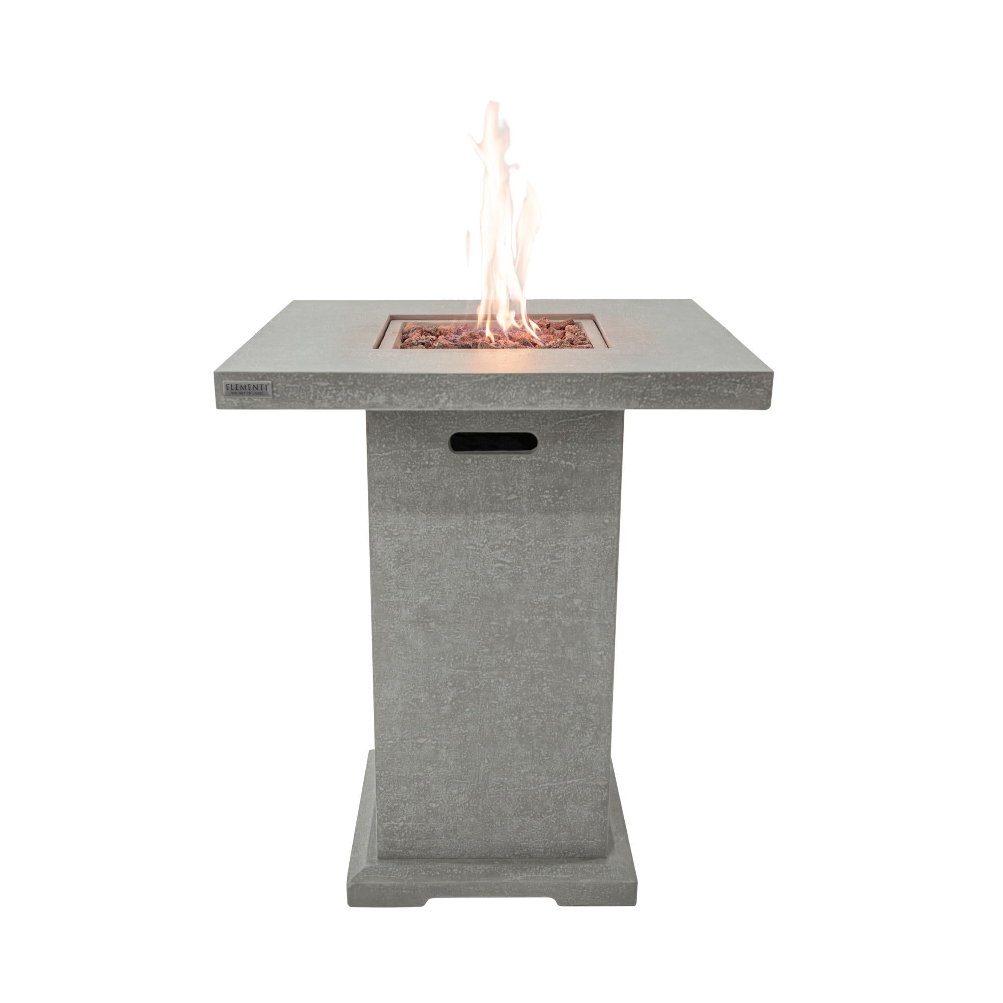 Montreal 34″ Square Bar-Height Concrete Liquid Propane Fire Table – Elementi
