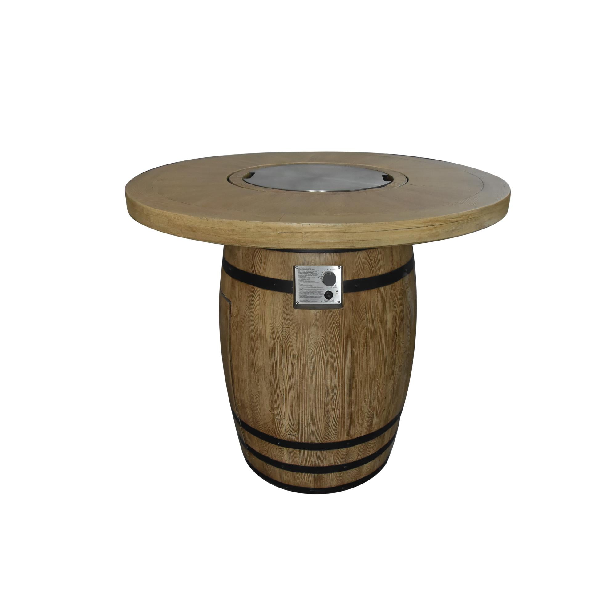 Lafite 48″ Round Barrel Bar-Height Concrete Liquid Propane Fire Table – Elementi
