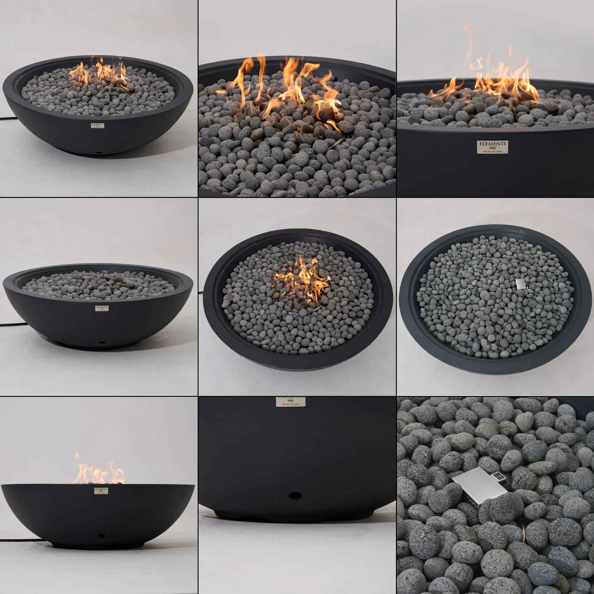 Rose Bowl 48″ Round Concrete Gas Fire Pit – Elementi Pro 100K Elementi
