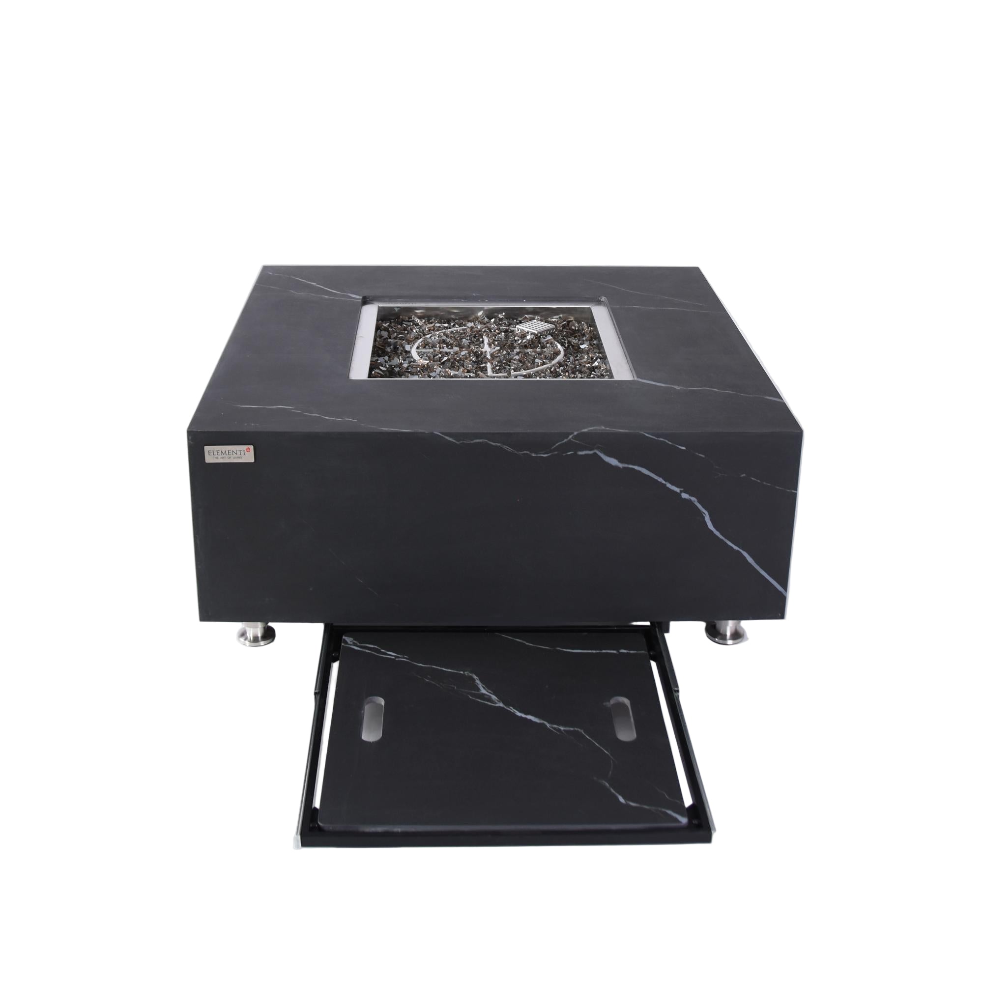Sofia 40″ Square Marble Porcelain Top Gas Fire Table – Elementi Plus
