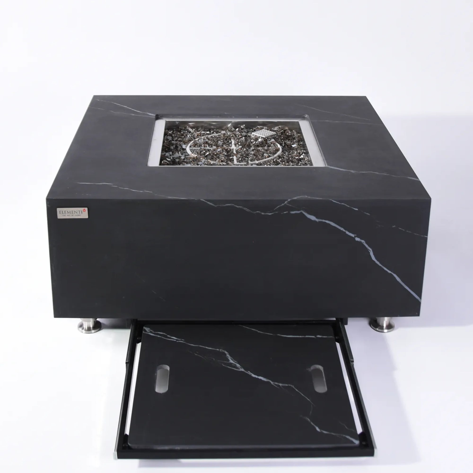 Sofia 40″ Square Marble Porcelain Gas Fire Table – Elementi Plus