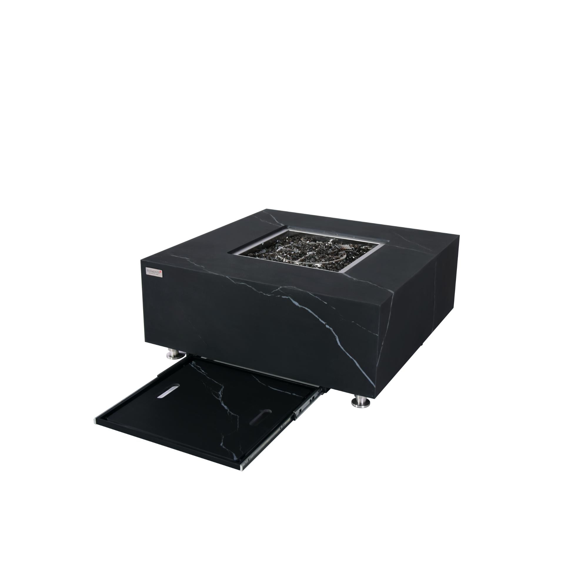 Sofia 40″ Square Marble Porcelain Top Gas Fire Table – Elementi Plus