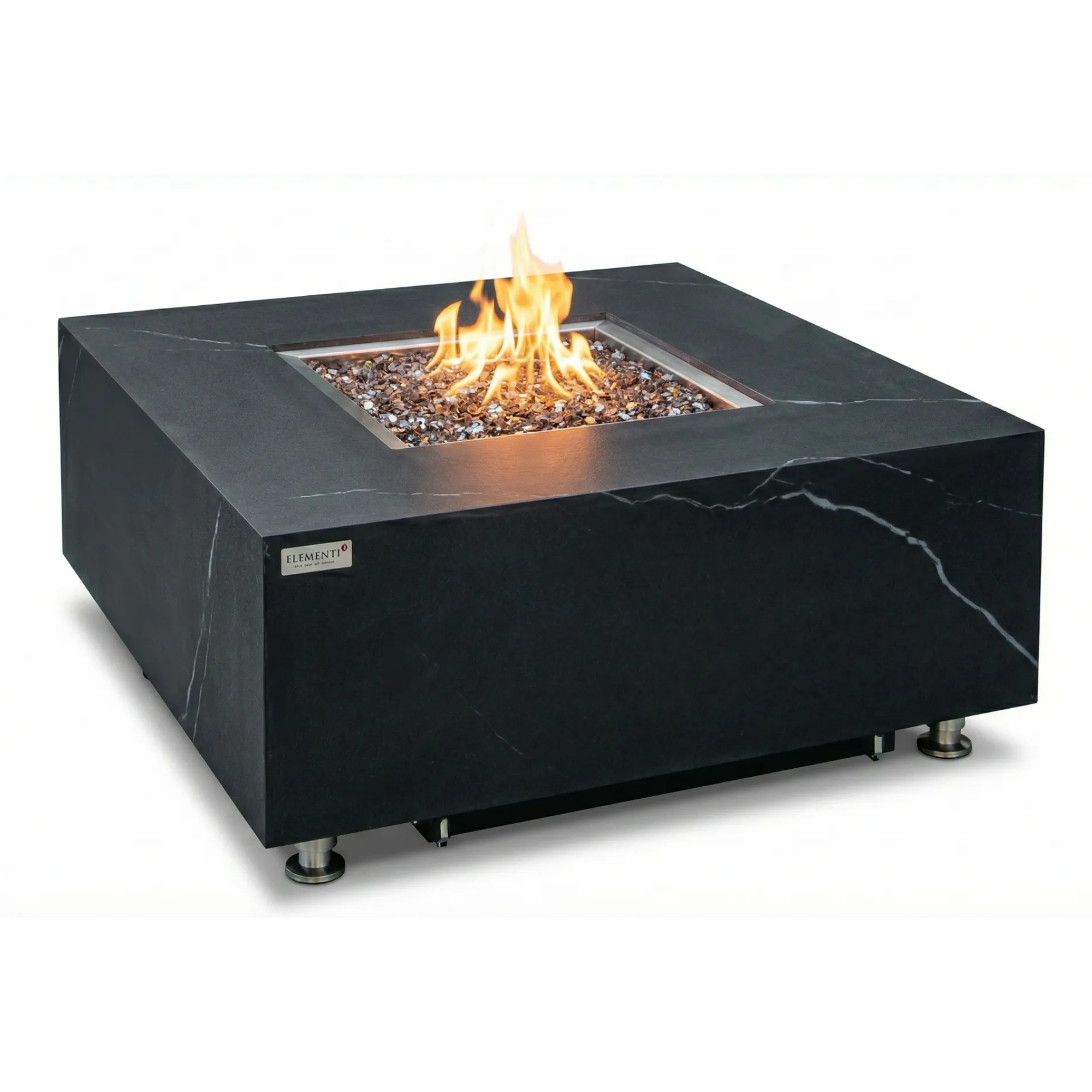 Sofia 40″ Square Marble Porcelain Gas Fire Table – Elementi Plus