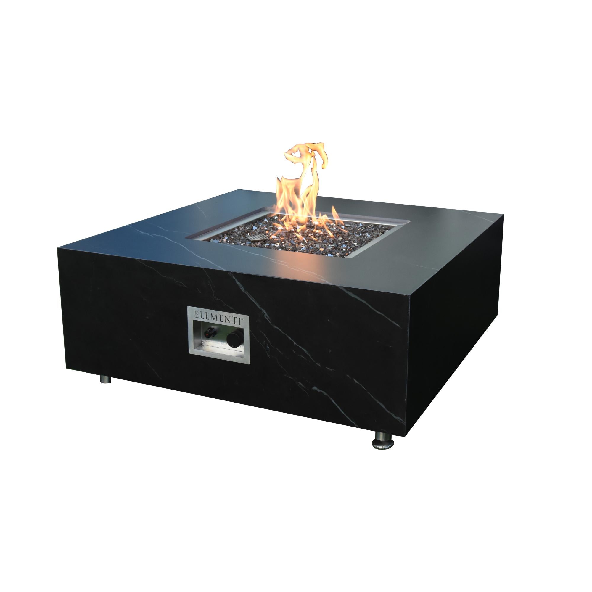 Sofia 40″ Square Marble Porcelain Top Gas Fire Table – Elementi Plus