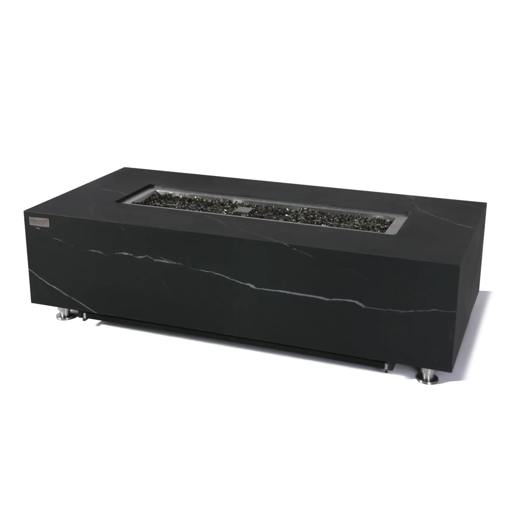 Varna 60″ Rectangular Marble Porcelain Gas Fire Table – Elementi Plus