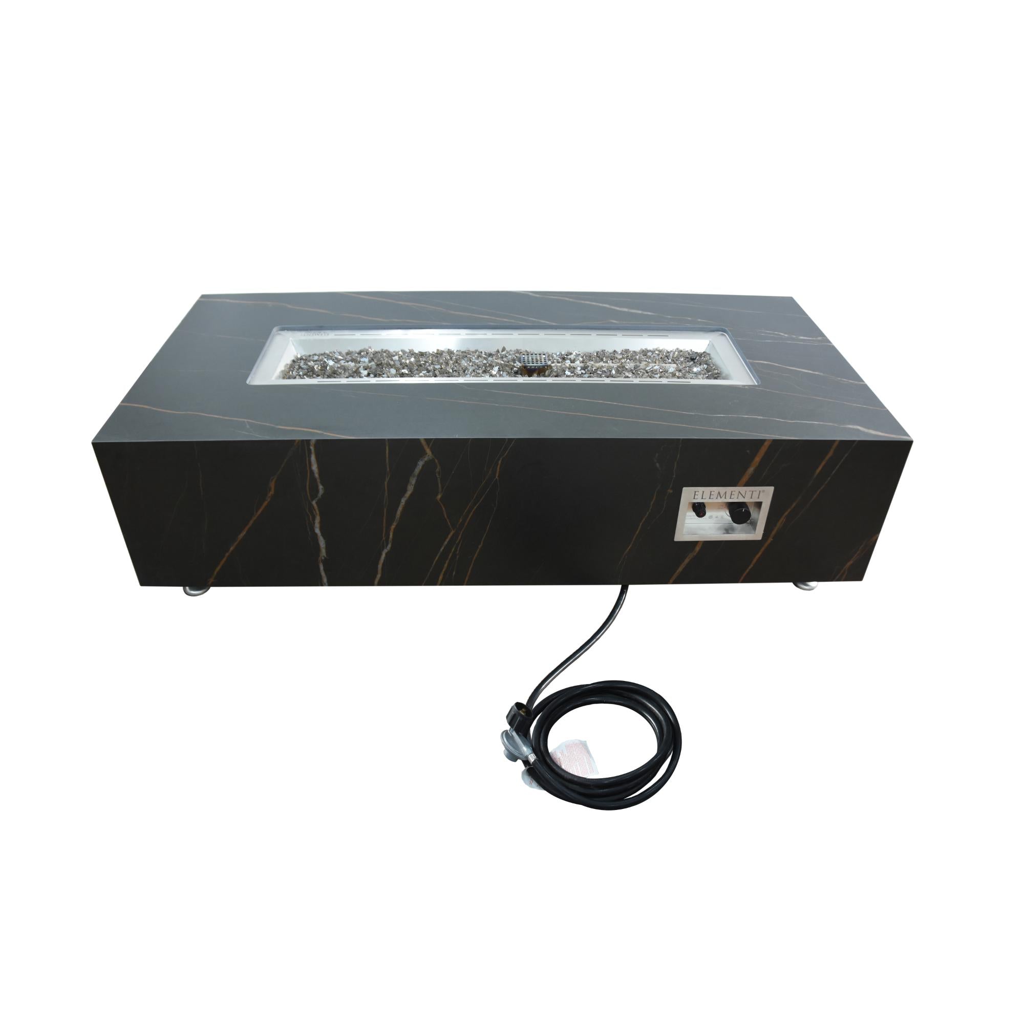 Varna 60″ Rectangular Marble Porcelain Top Gas Fire Table – Elementi Plus