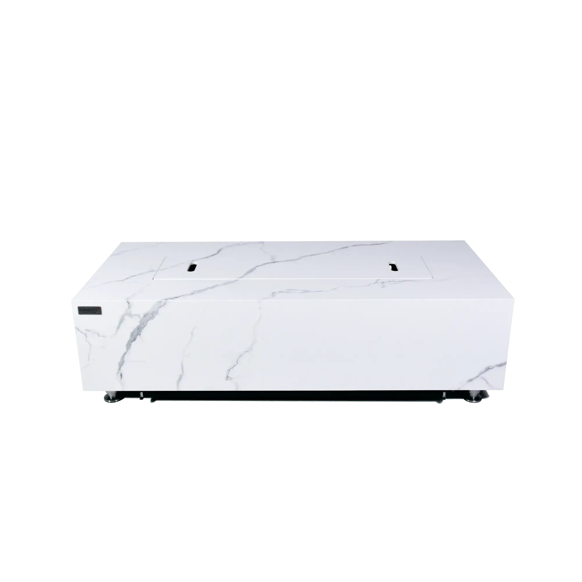 Carrara 60″ Rectangular Marble Porcelain Gas Fire Table – Elementi Plus Elementi