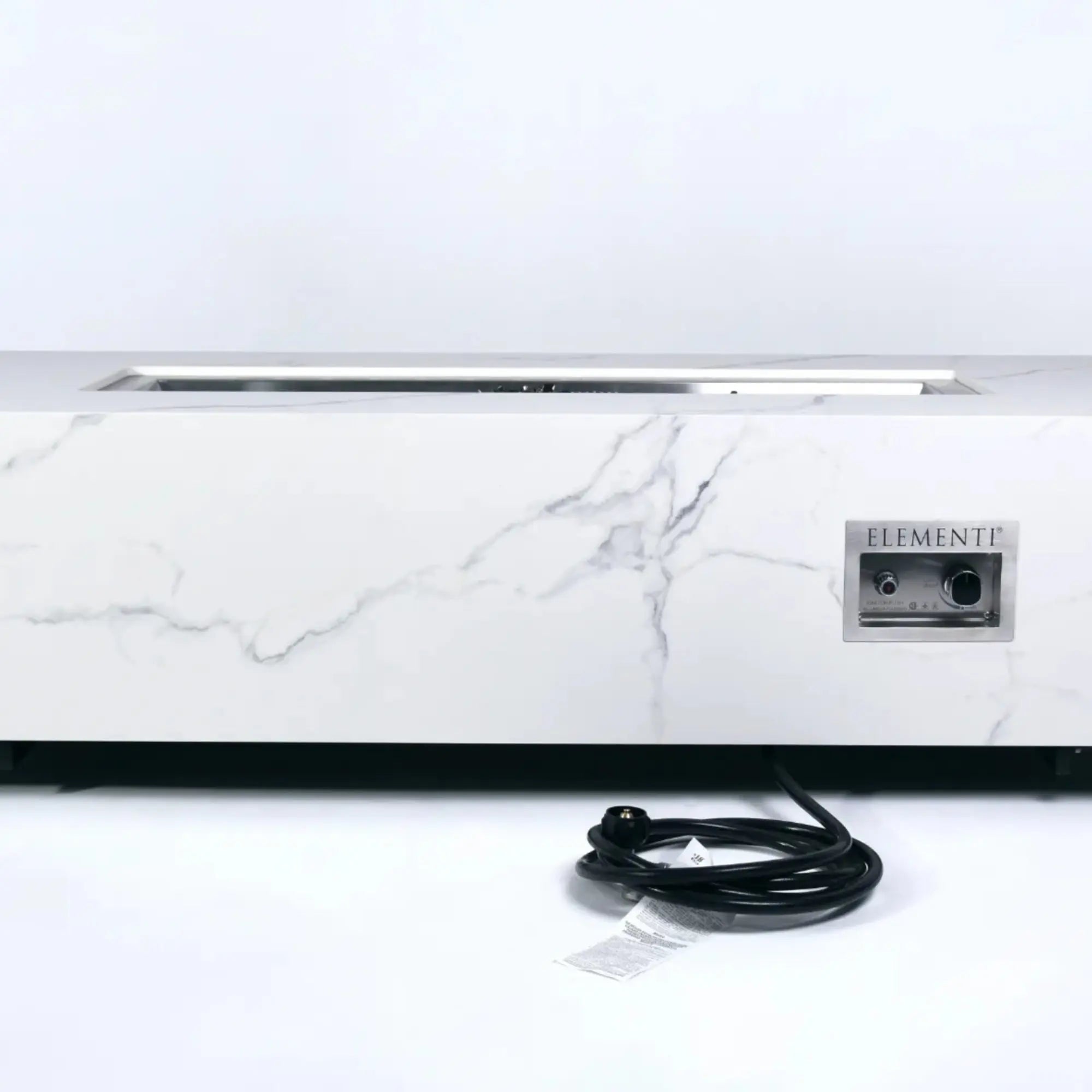 Carrara 60″ Rectangular Marble Porcelain Gas Fire Table – Elementi Plus Elementi