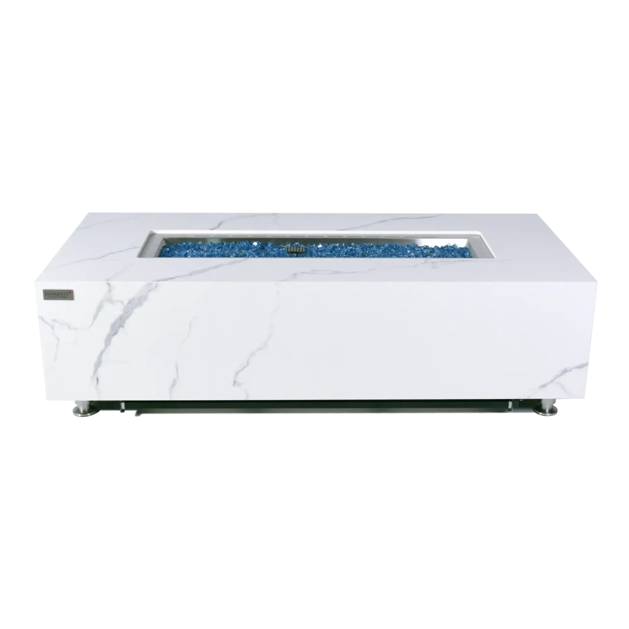 Carrara 60″ Rectangular Marble Porcelain Gas Fire Table – Elementi Plus Elementi