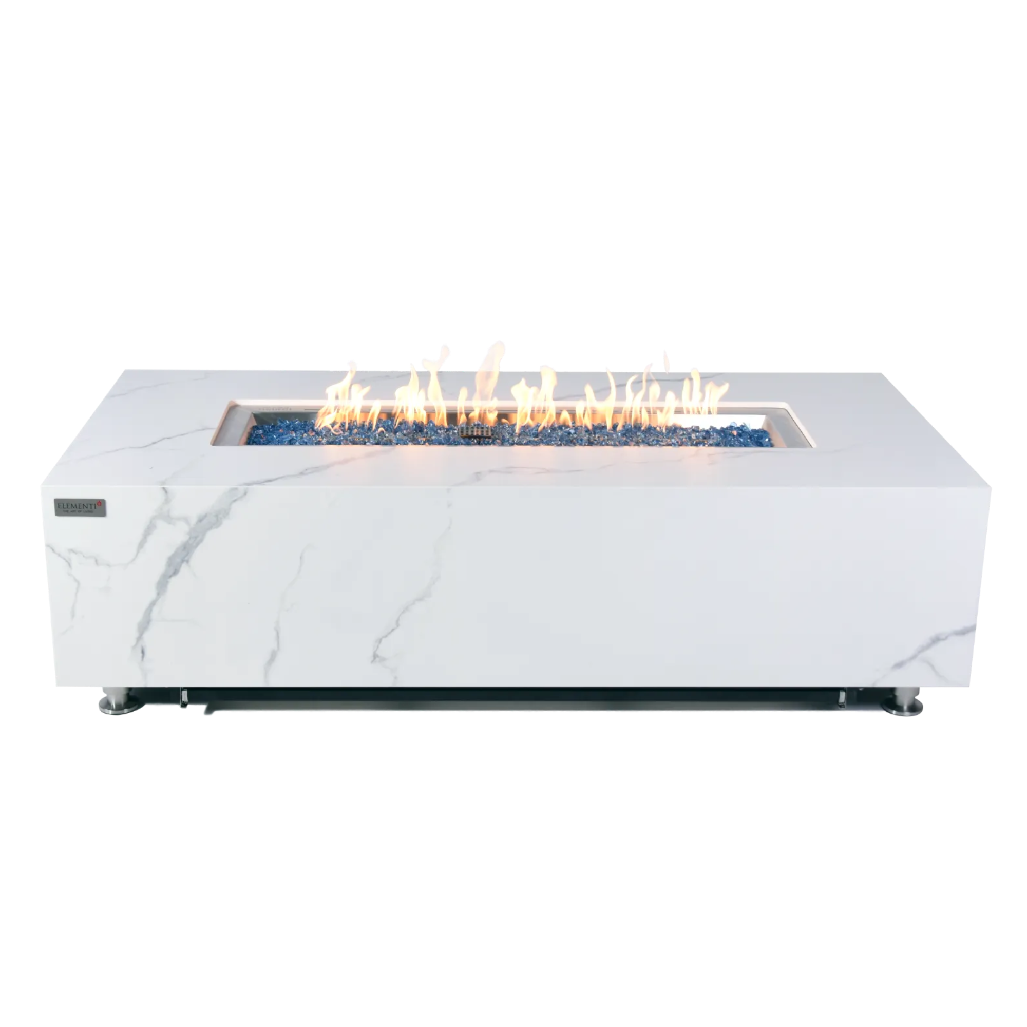 Carrara 60″ Rectangular Marble Porcelain Gas Fire Table – Elementi Plus