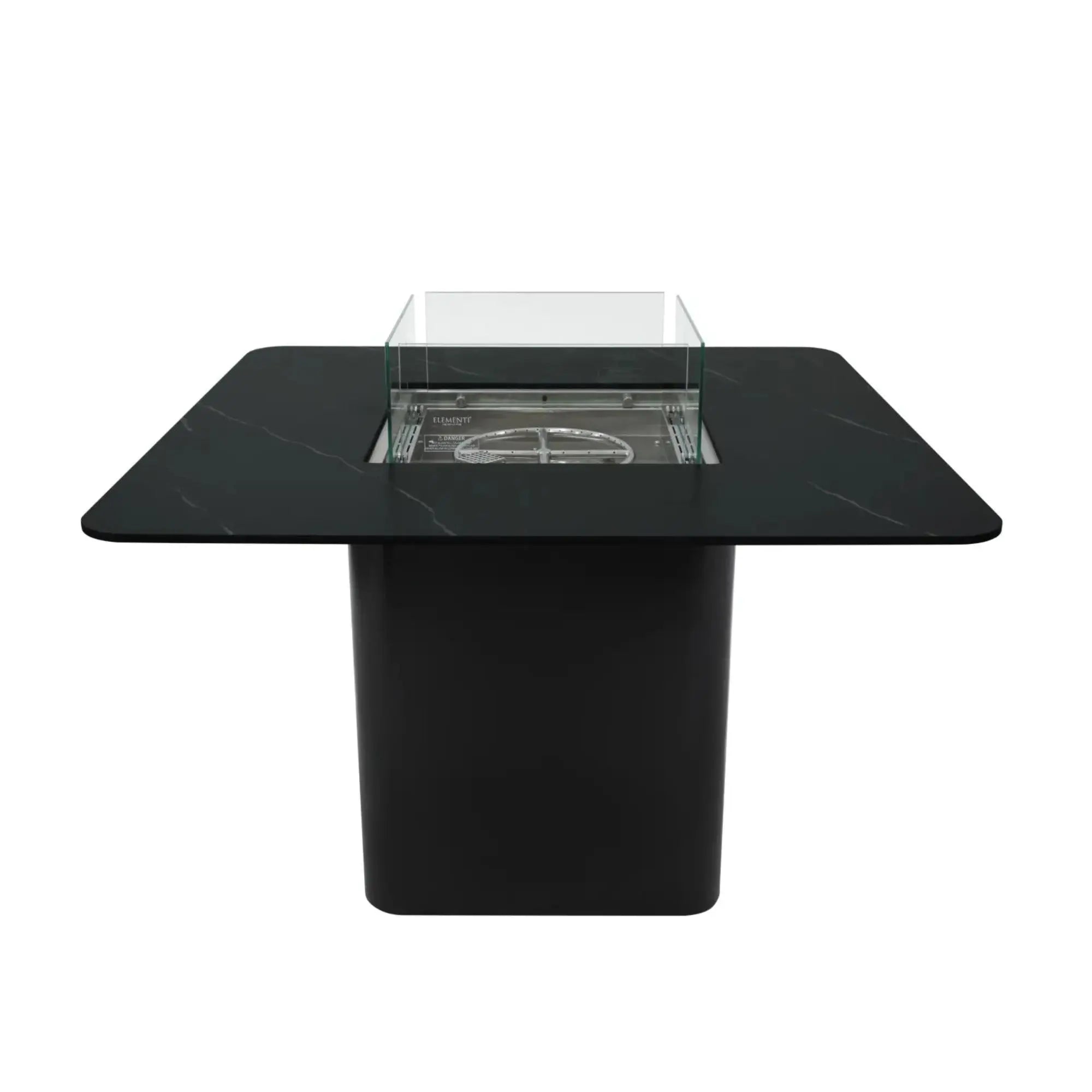 Brugge 46.5" Square Marble Porcelain Dining Fire Table – Bulgaria Black – Elementi Elementi