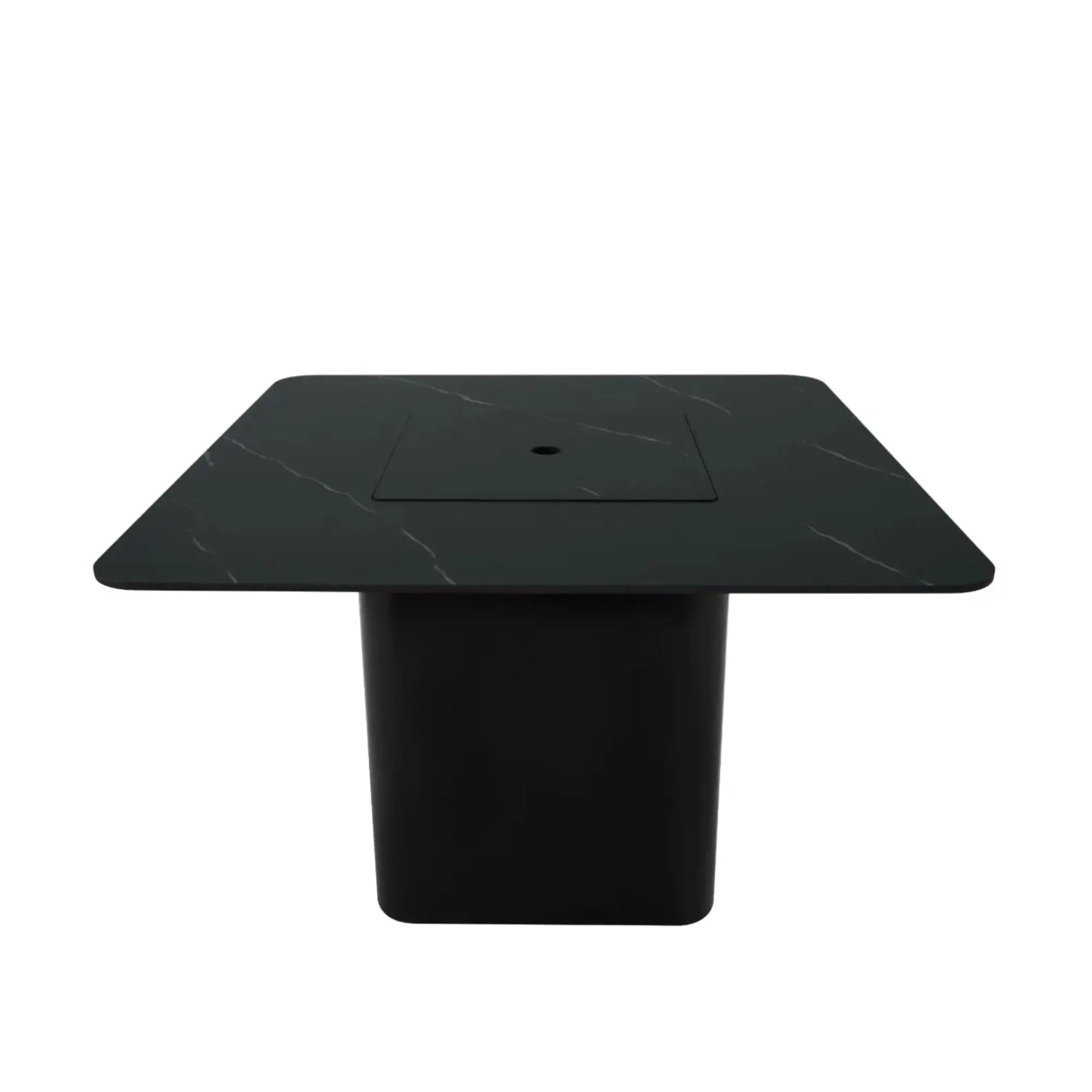 Brugge 46.5" Square Marble Porcelain Dining Fire Table – Bulgaria Black – Elementi Elementi