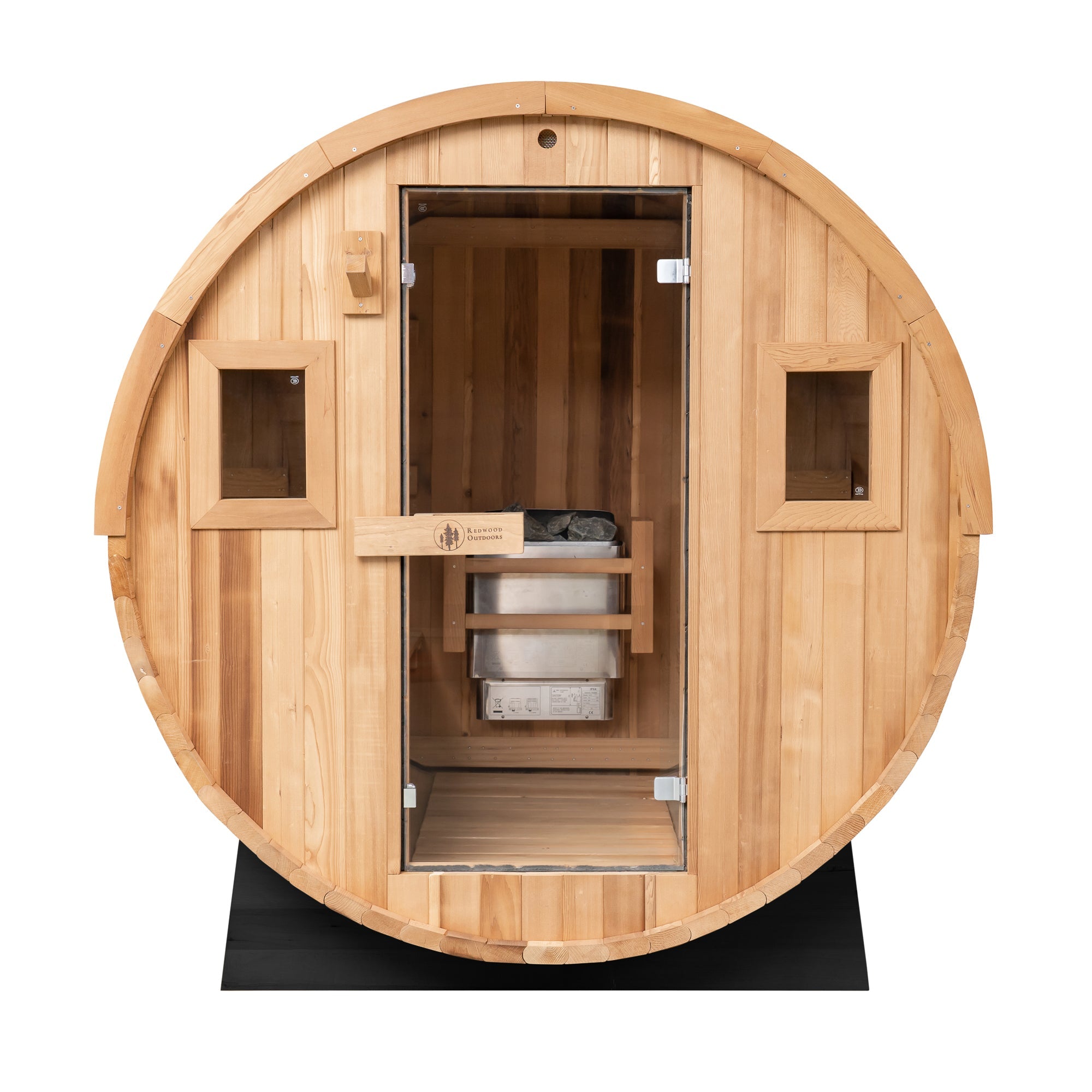 Redwood Outdoors Barrel Outdoor Sauna - 6 Person - Harvia KIP 8kW Heater