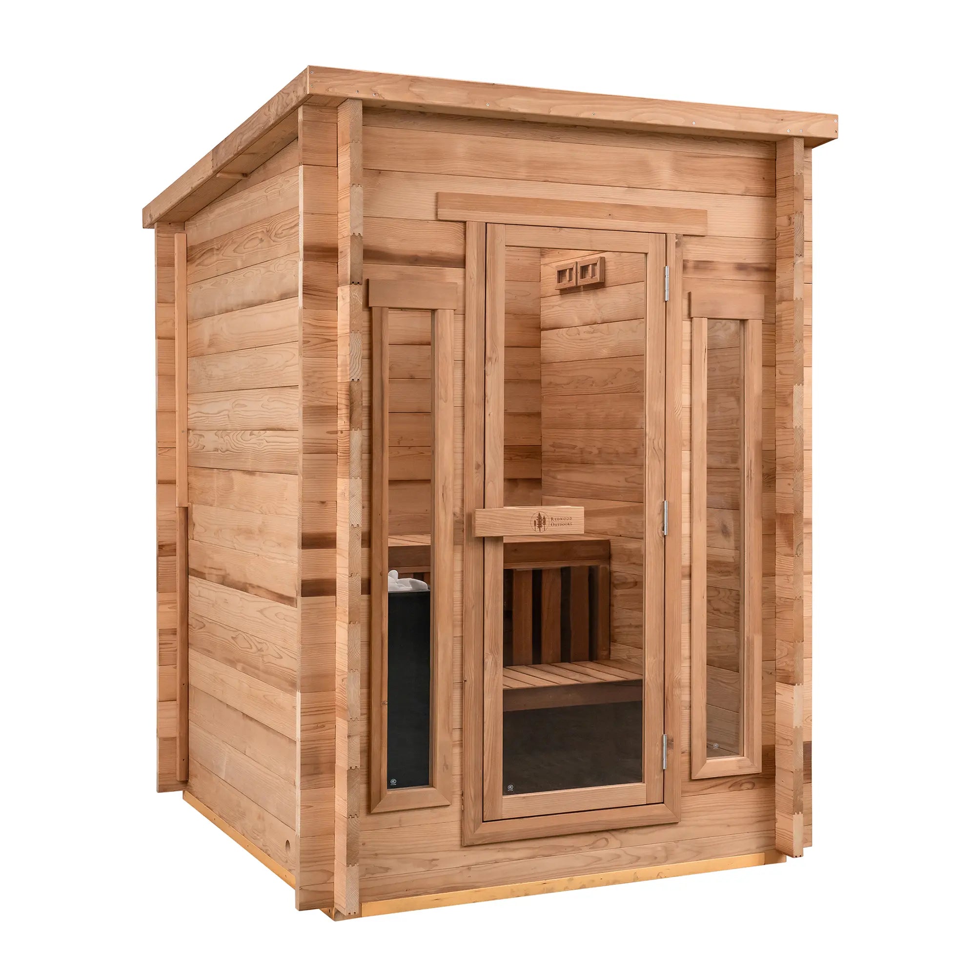 Cabin Outdoor Sauna - 4 Person w/ Harvia KIP 8kW Heater Redwood Outdoors