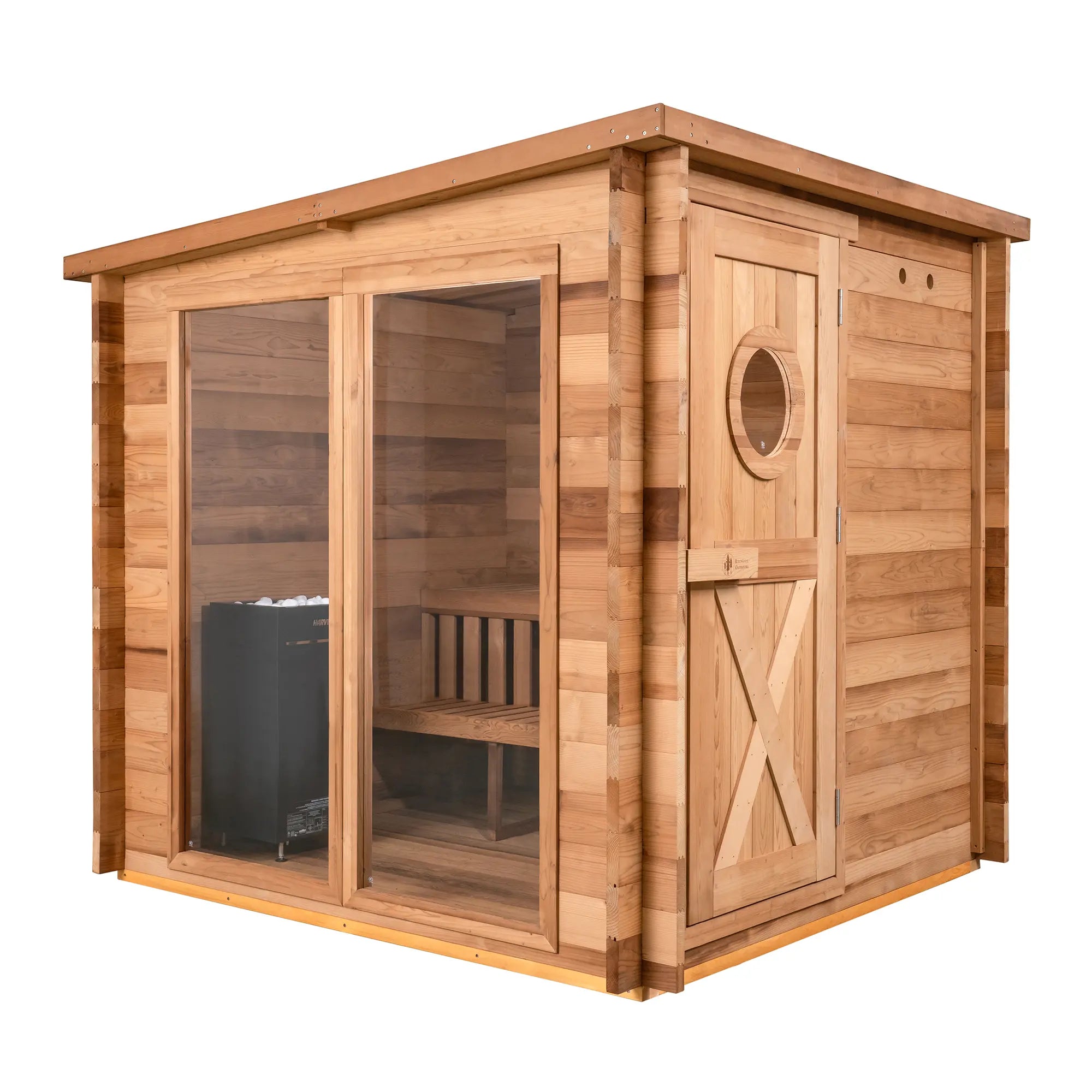 Garden Outdoor Sauna - 8 Person w/ Harvia Spirit Wi-Fi 8kW Heater Redwood Outdoors