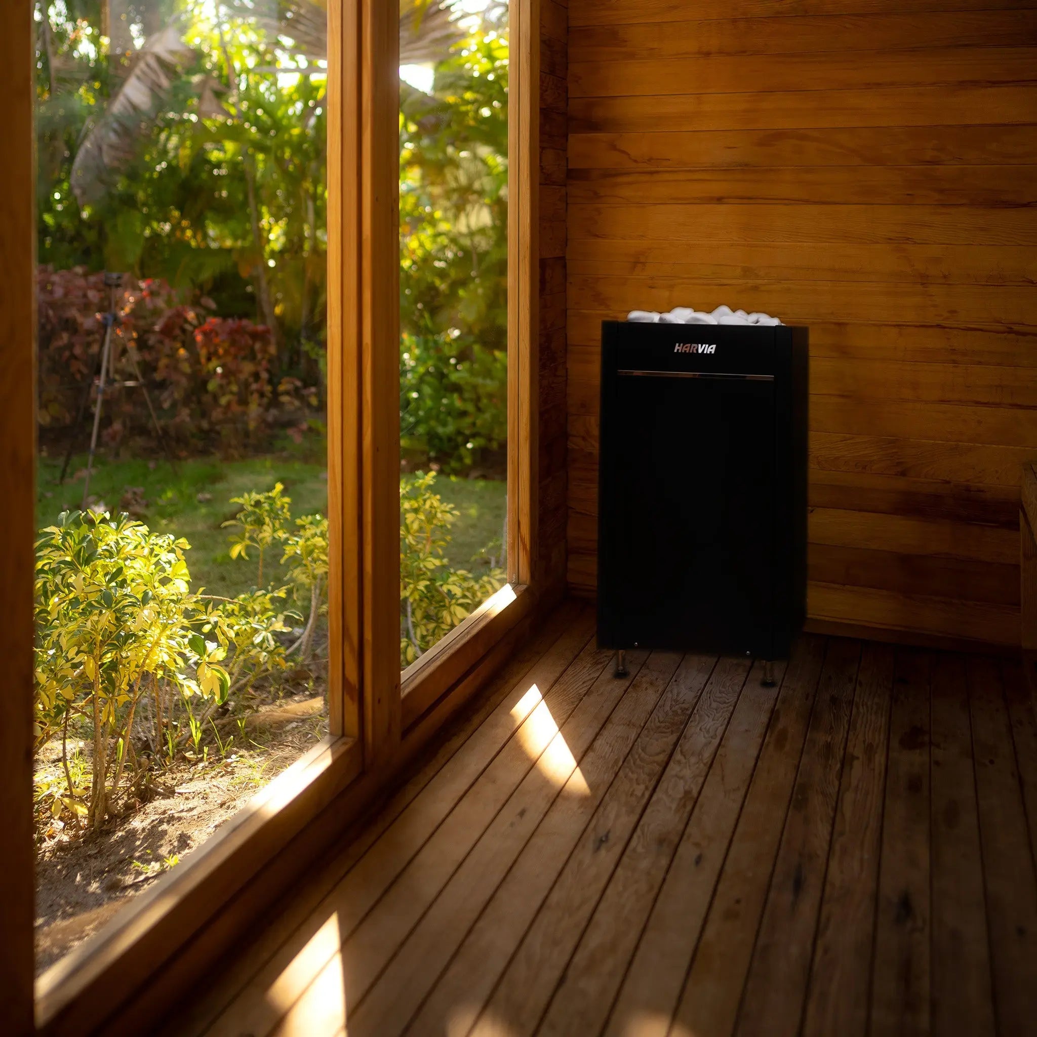 Redwood Outdoors Garden Outdoor Sauna - 8 Person - Harvia Spirit Wi-Fi 8kW Heater Redwood Outdoors