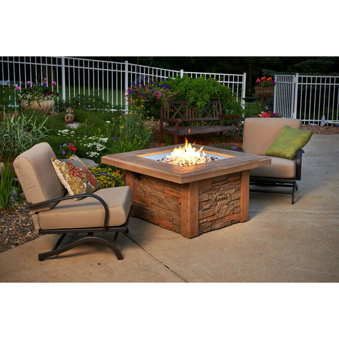 Square metal fire pit with a clean modern finish for the backyard