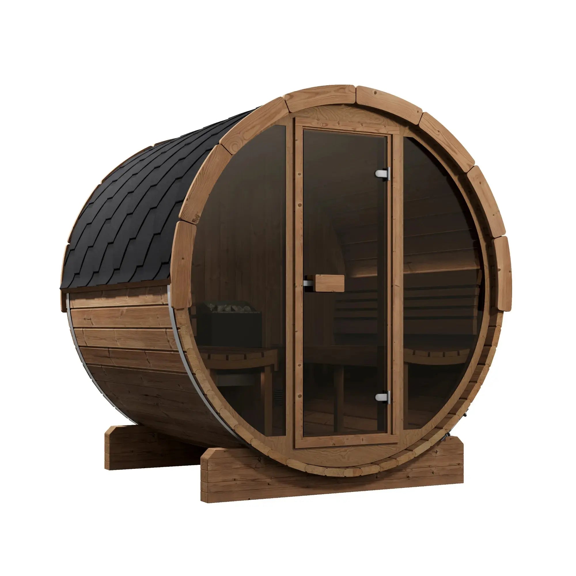 SaunaLife Model E7G Ergo Series Outdoor Sauna Barrel Kit, Glass Front SaunaLife