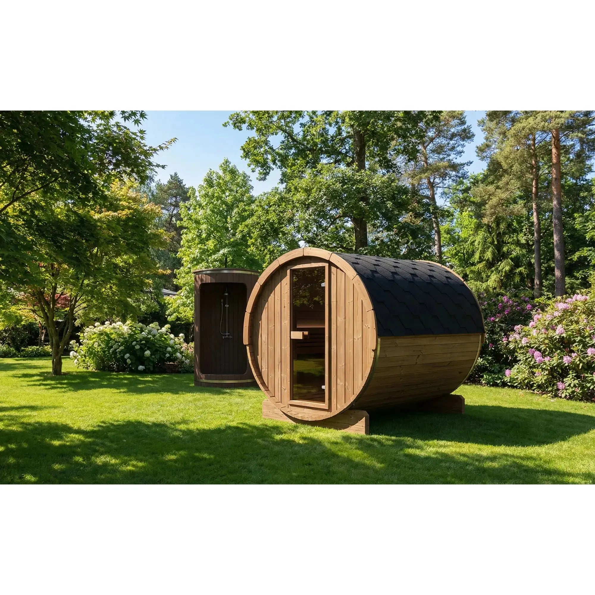 SaunaLife Model E8 Ergo Series Outdoor Sauna Barrel Kit SaunaLife