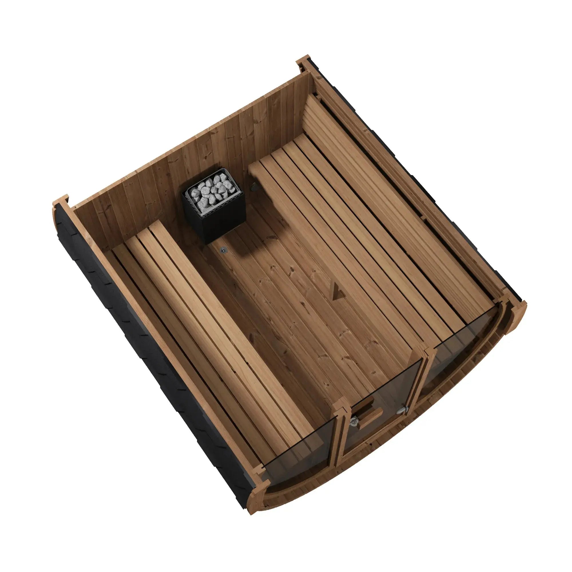 SaunaLife Model E8G Ergo Series Outdoor Sauna Barrel Kit, Glass Front SaunaLife