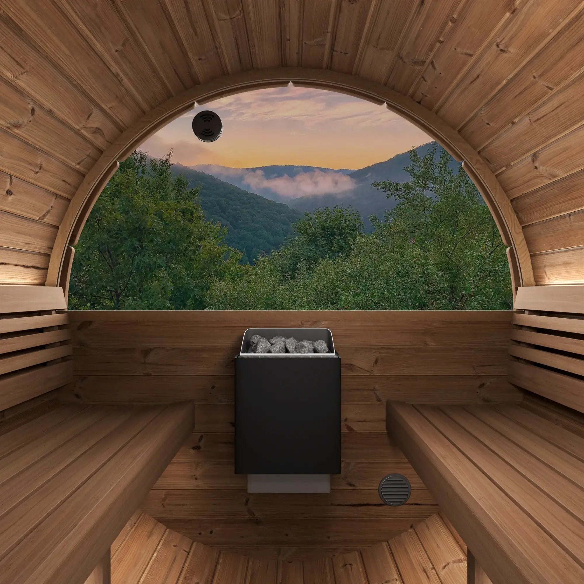SaunaLife Model E8W Ergo Series Outdoor Sauna Barrel Kit, Rear Window SaunaLife