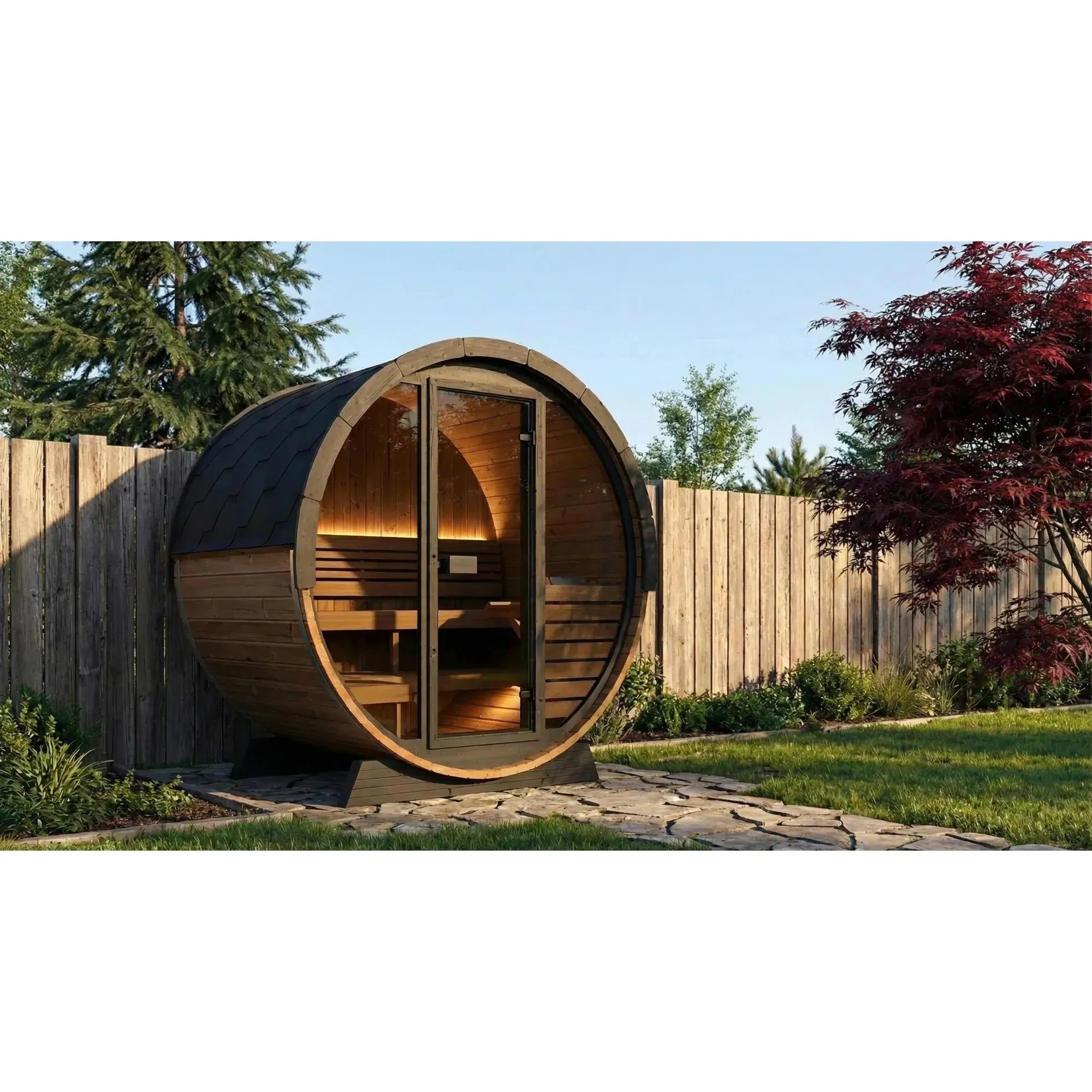 SaunaLife Model EE6 Ergo Elegance Series Outdoor Sauna Barrel Kit SaunaLife