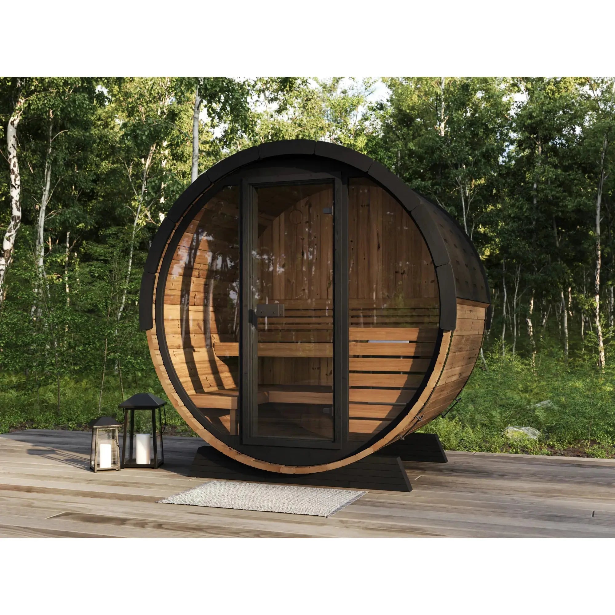 SaunaLife Model EE6 Ergo Elegance Series Outdoor Sauna Barrel Kit SaunaLife