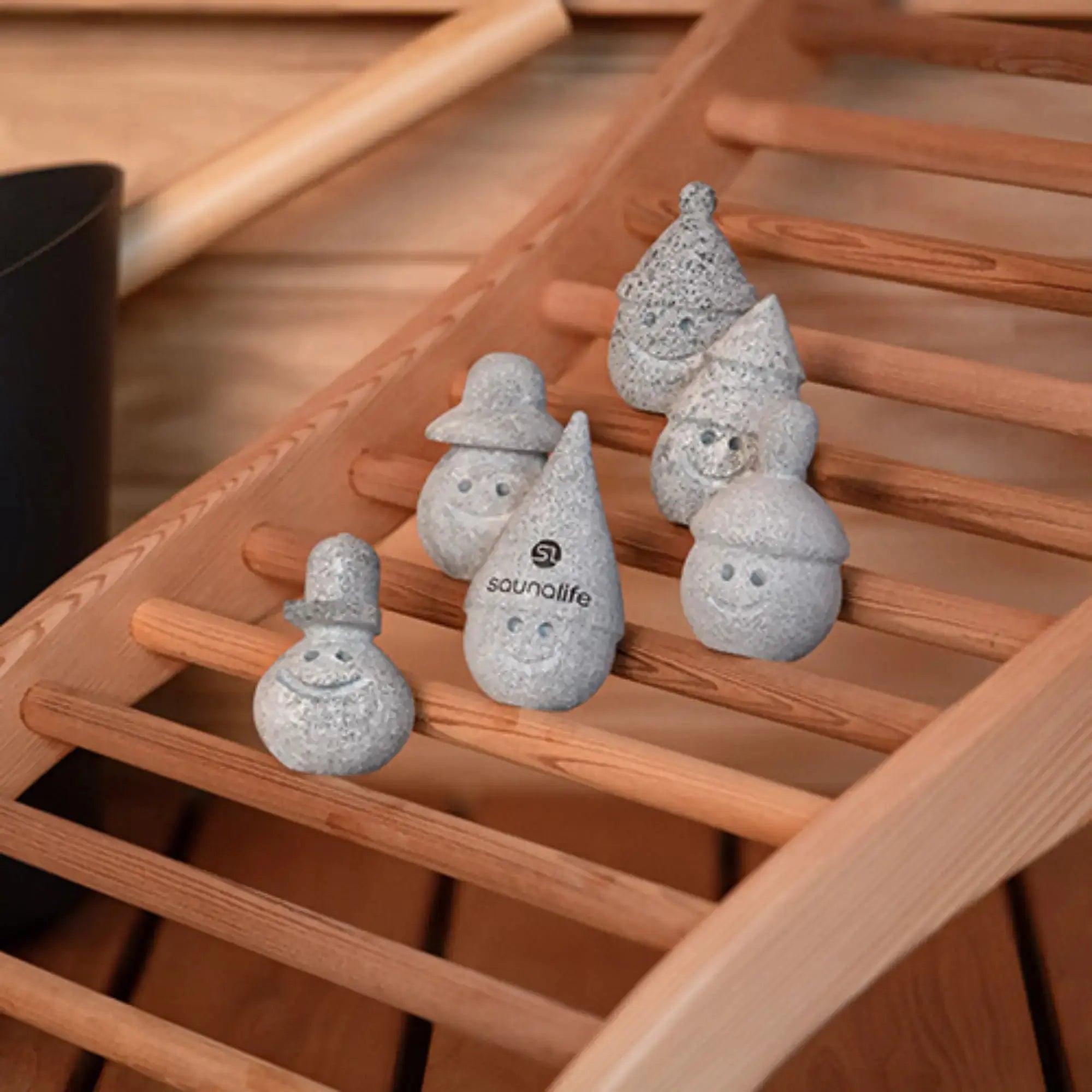 SaunaLife Stoney and Friends Sauna Gnomes, Carved Soapstone, Set of 6 SaunaLife
