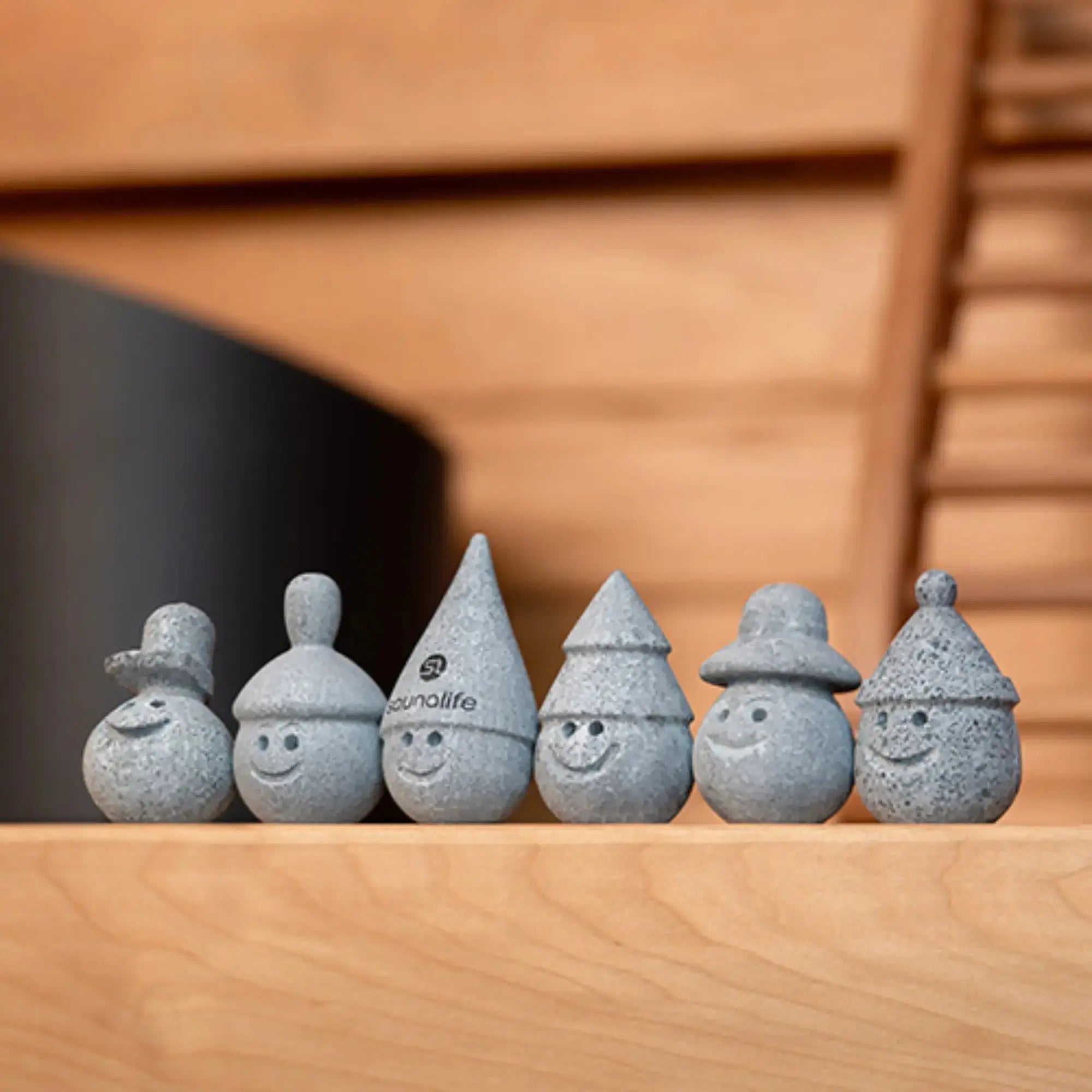 SaunaLife Stoney and Friends Sauna Gnomes, Carved Soapstone, Set of 6 SaunaLife
