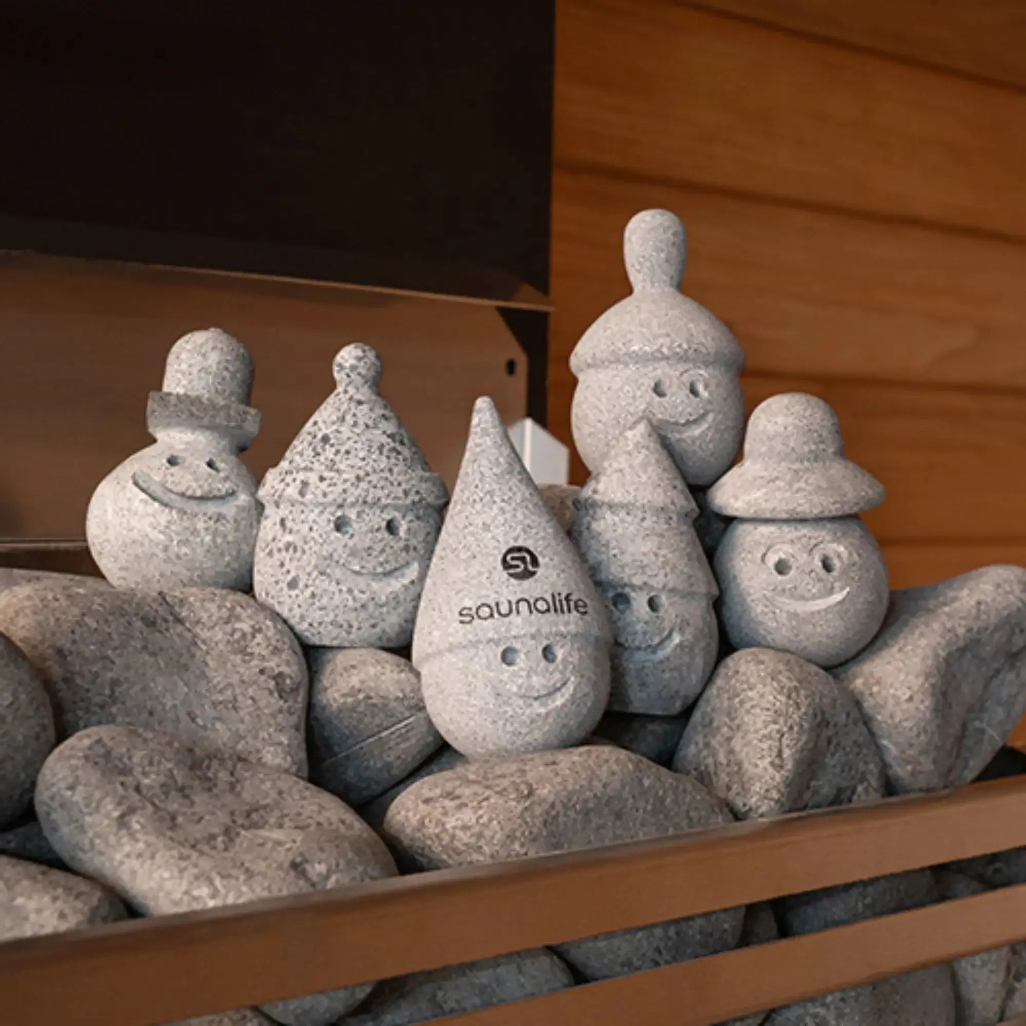 SaunaLife Stoney and Friends Sauna Gnomes, Carved Soapstone, Set of 6 SaunaLife