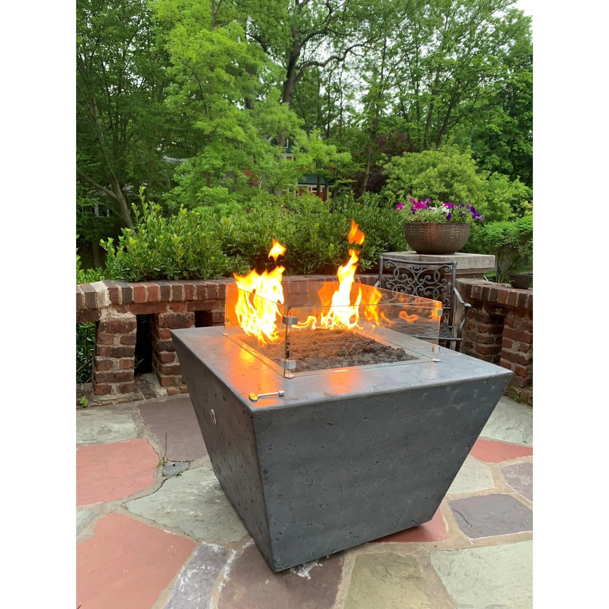 Redan 36" Square Concrete Gas Fire Pit – The Outdoor Plus The Outdoor Plus