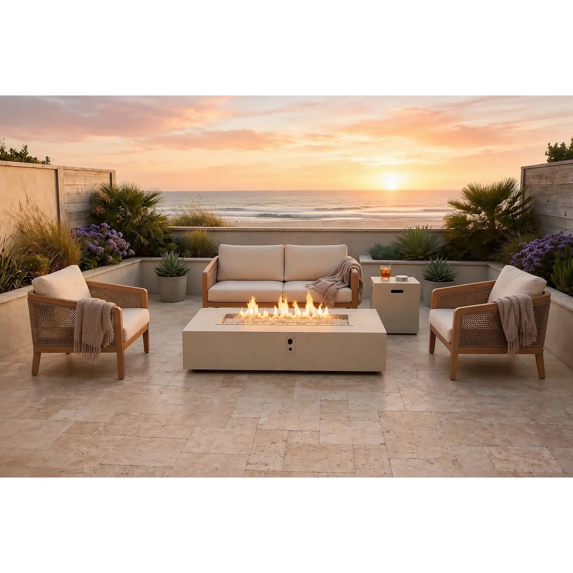 Vosera 60" Linear Gas Fire Pit Table – The Outdoor GreatRoom Company The Outdoor GreatRoom Company