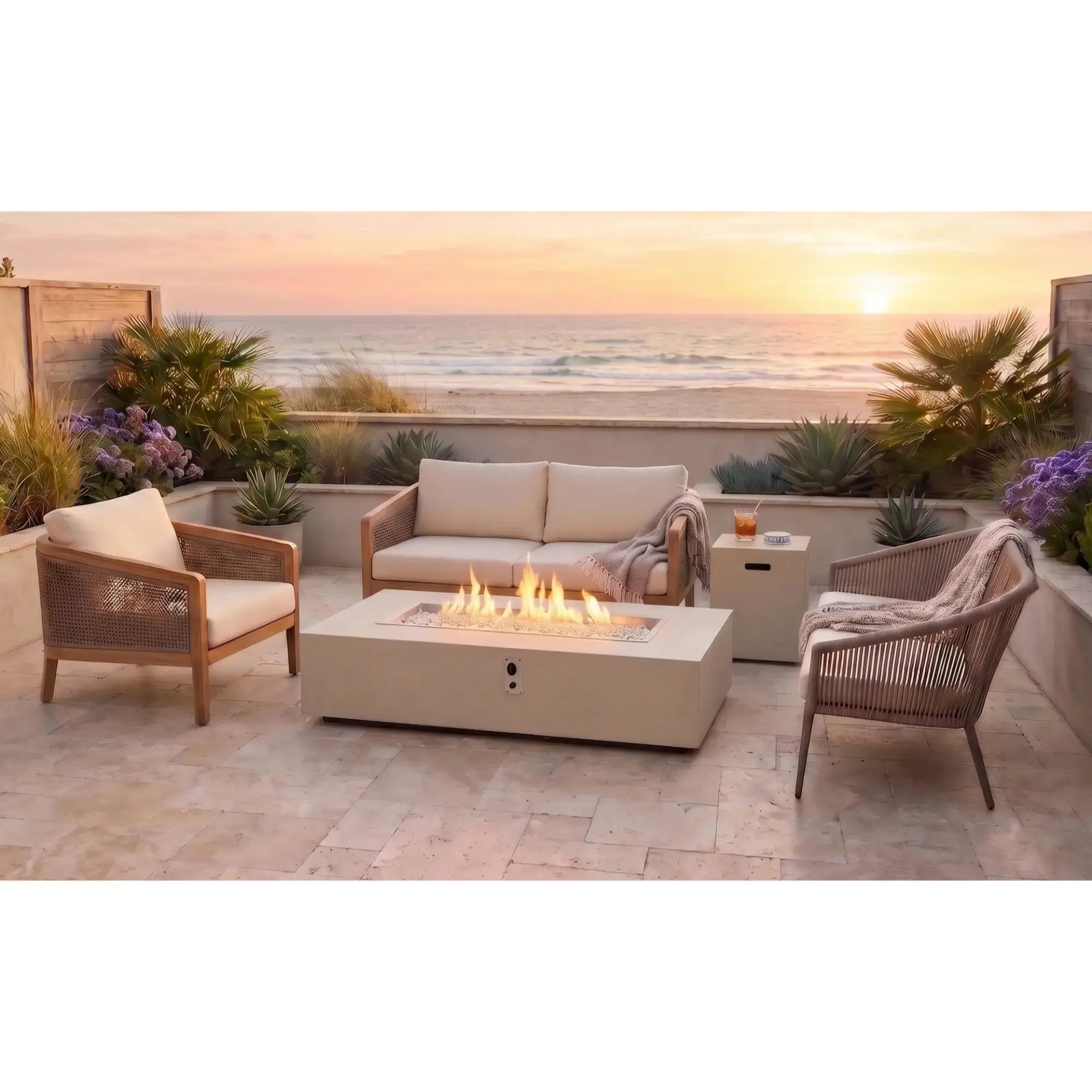 Vosera 60" Linear Gas Fire Pit Table – The Outdoor GreatRoom Company The Outdoor GreatRoom Company