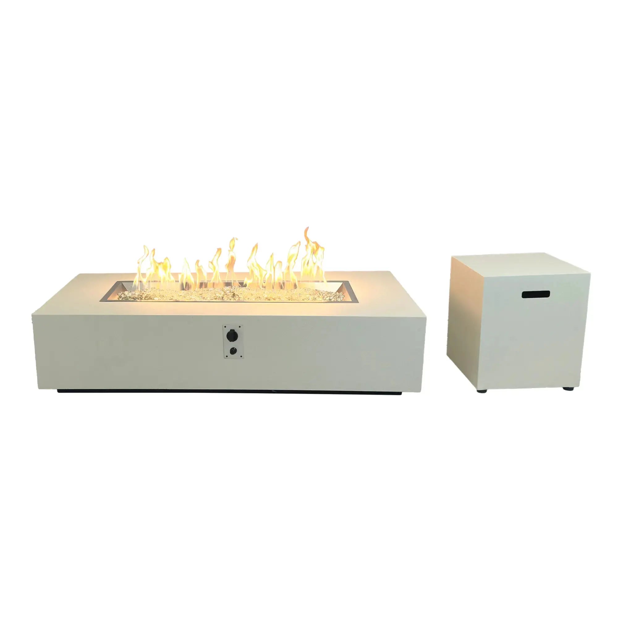 Vosera 60" Linear Gas Fire Pit Table + End Table Bundle – The Outdoor GreatRoom Company The Outdoor GreatRoom Company