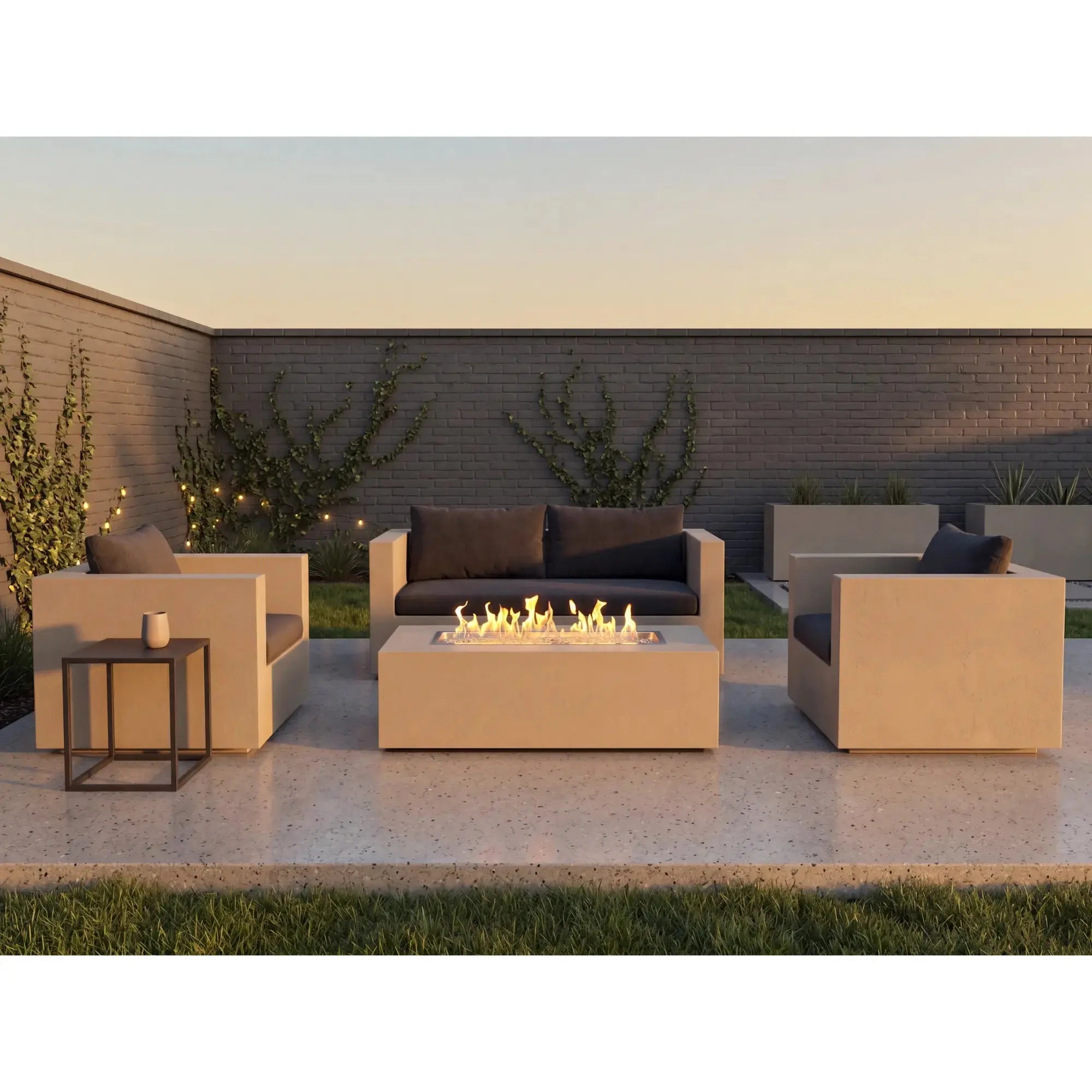 Vosera 60" Linear Gas Fire Pit Table Stores Tank in Base – The Outdoor GreatRoom Company The Outdoor GreatRoom Company