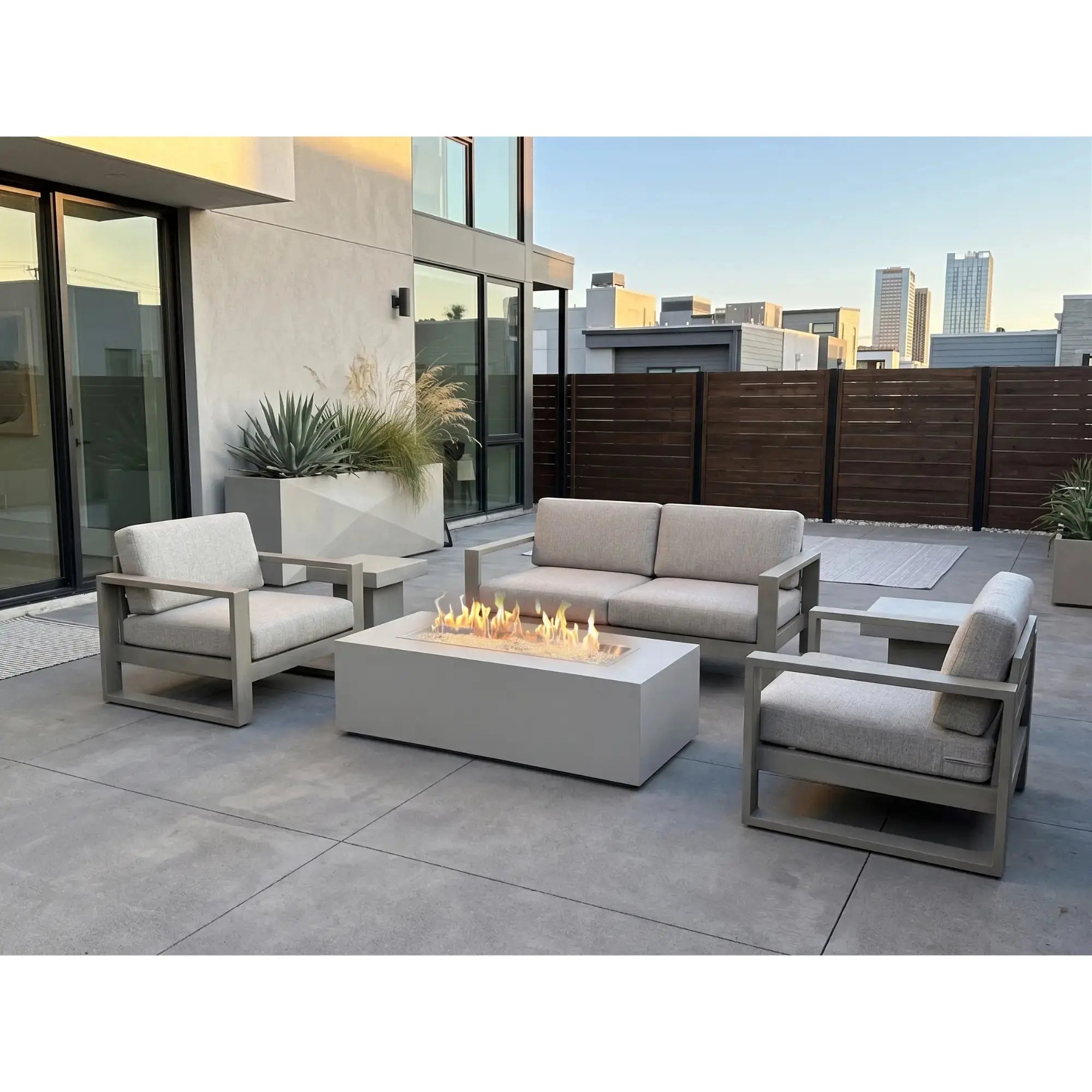 Vosera 60" Linear Gas Fire Pit Table Stores Tank in Base – The Outdoor GreatRoom Company The Outdoor GreatRoom Company
