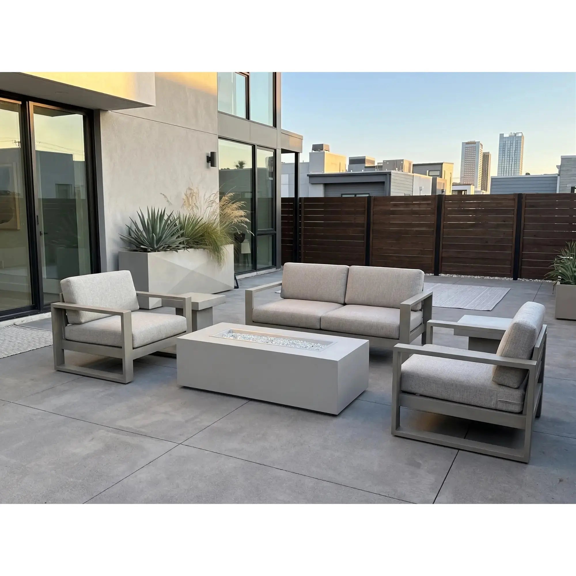 Vosera 60" Linear Gas Fire Pit Table Stores Tank in Base – The Outdoor GreatRoom Company The Outdoor GreatRoom Company