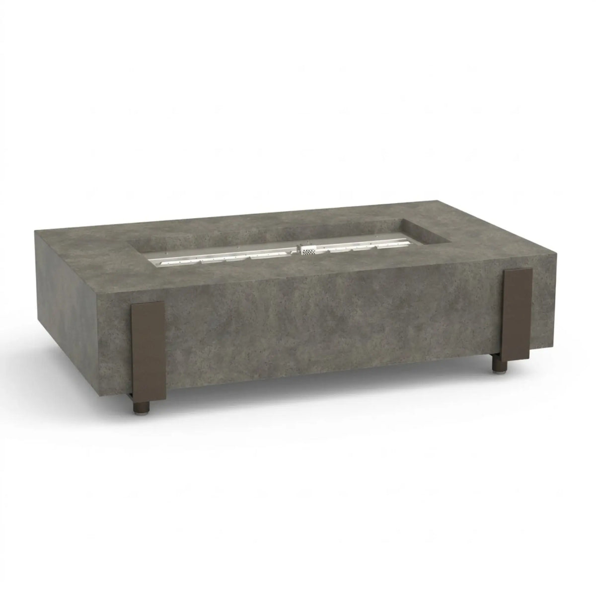 American Fyre Designs Iron Saddle 60" Rectangular GFRC Gas Fire Pit Table American Fyre Designs