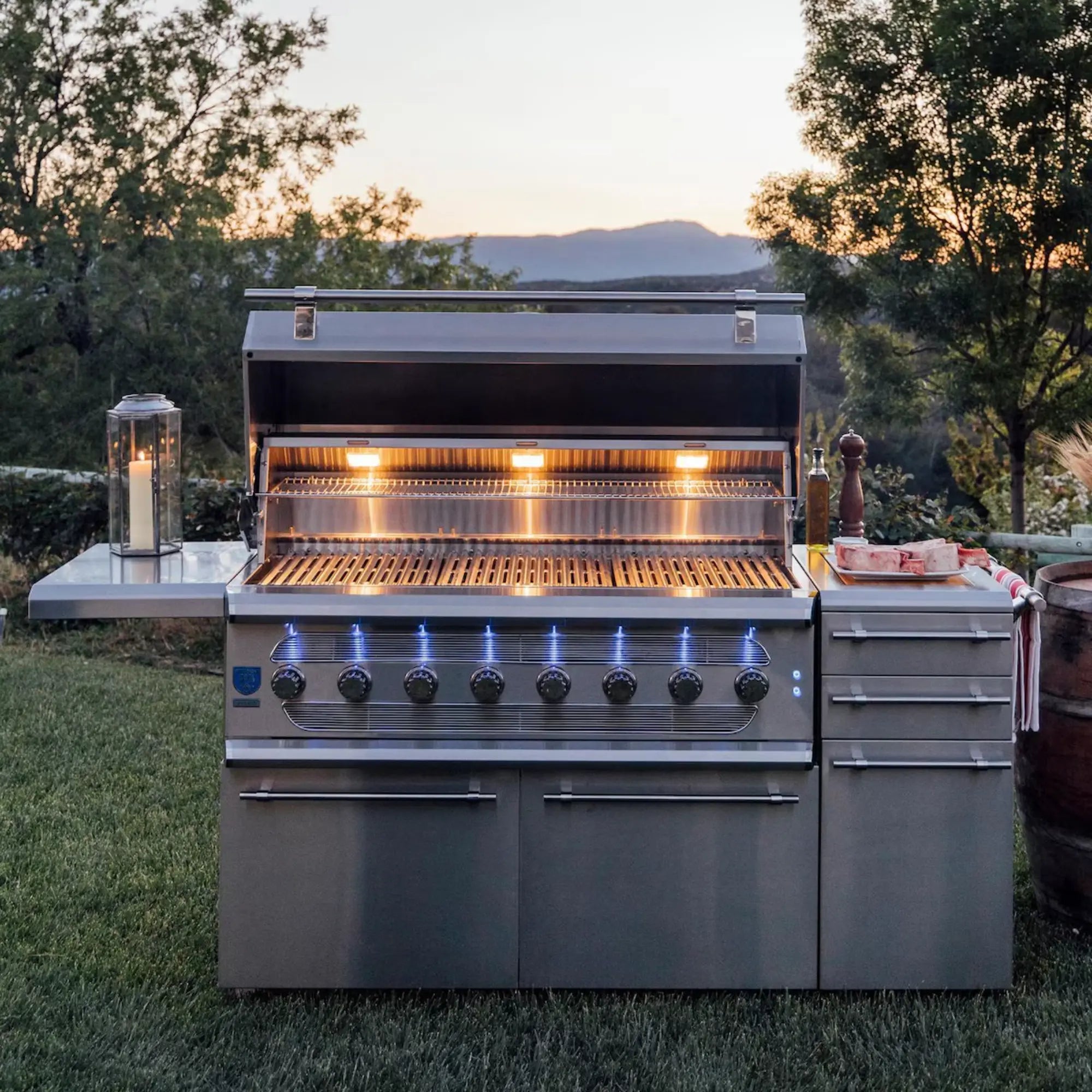 American Made Grills Muscle 54-Inch Freestanding Hybrid Grill — 176,000 BTU | Gas, Charcoal & Wood | Made in USA American Made Grills