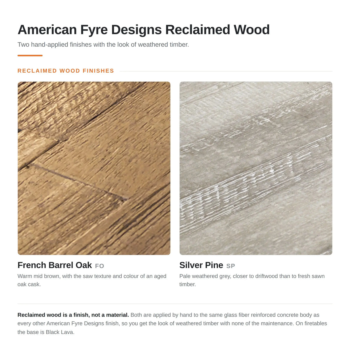 American Fyre Designs Reclaimed Wood Contempo Long LP Select 76" Rectangular GFRC Gas Fire Pit Table American Fyre Designs