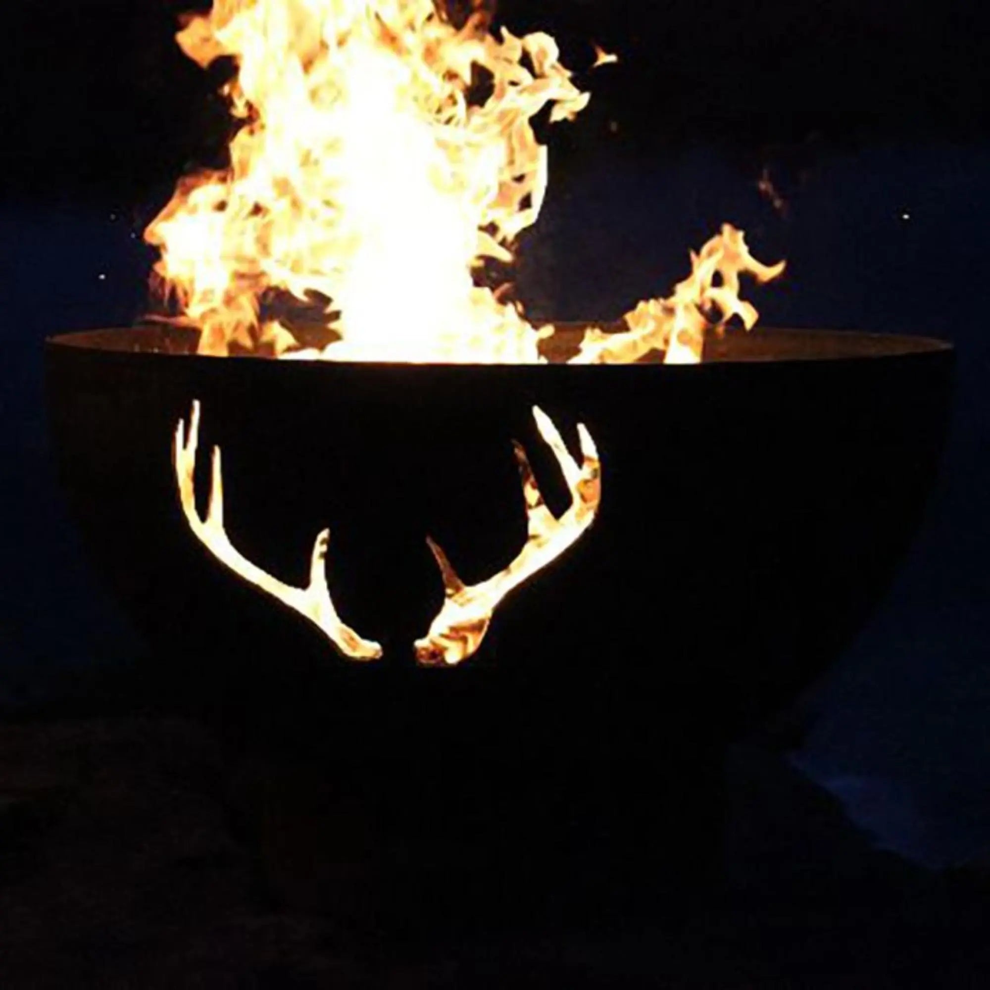 Antlers 36″ Round Wood Fire Pit – Carbon Steel by Fire Pit Art Fire Pit Art