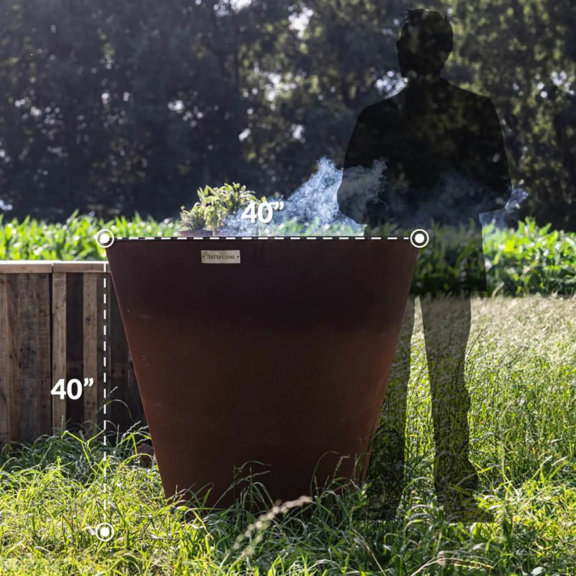 Arteflame 40" Flat Top Grill with Fire Bowl Base